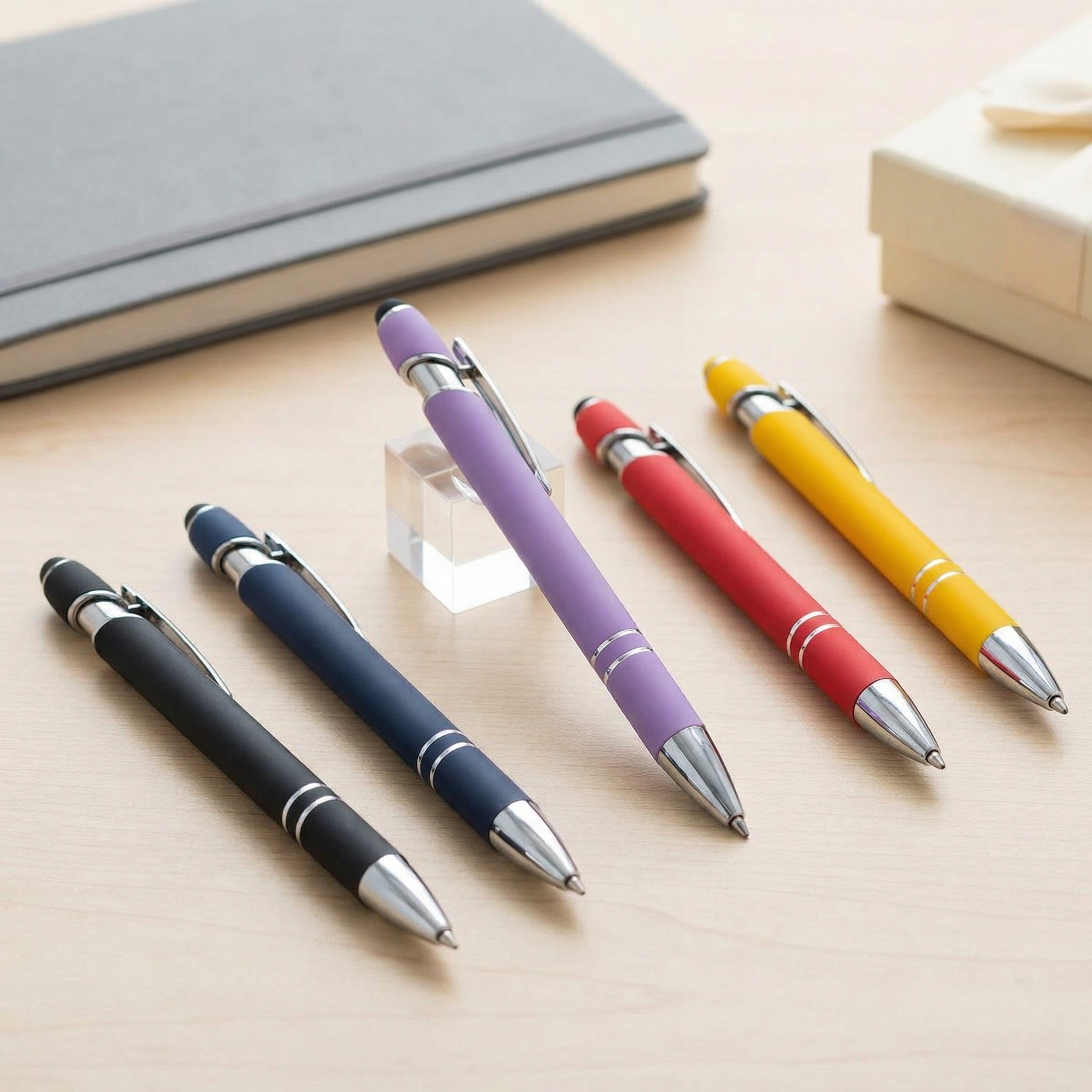 Custom Engraved Soft Touch Metal Pens | Bulk Personalized Pens | Stylus Pens for Events, Church, Business