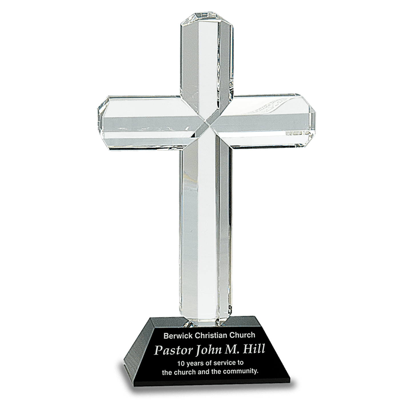 8.5" Crystal Cross Award on Black Base | Personalized Religious Gift