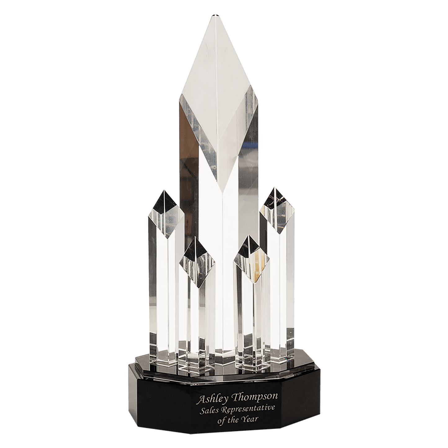 Crystal 5 Rising Diamonds on Black Pedestal Base