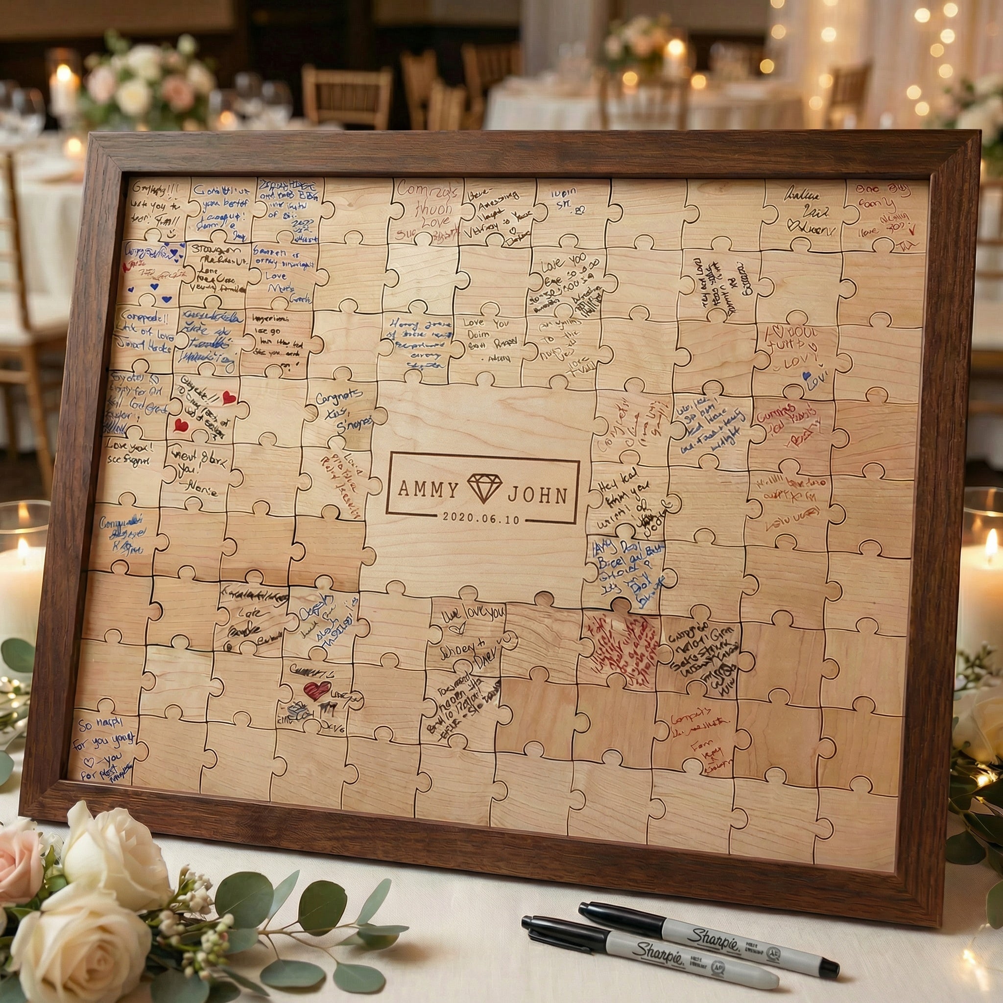 Diamond Bar Nameplate Puzzle — Personalized Wooden Guestbook Puzzle