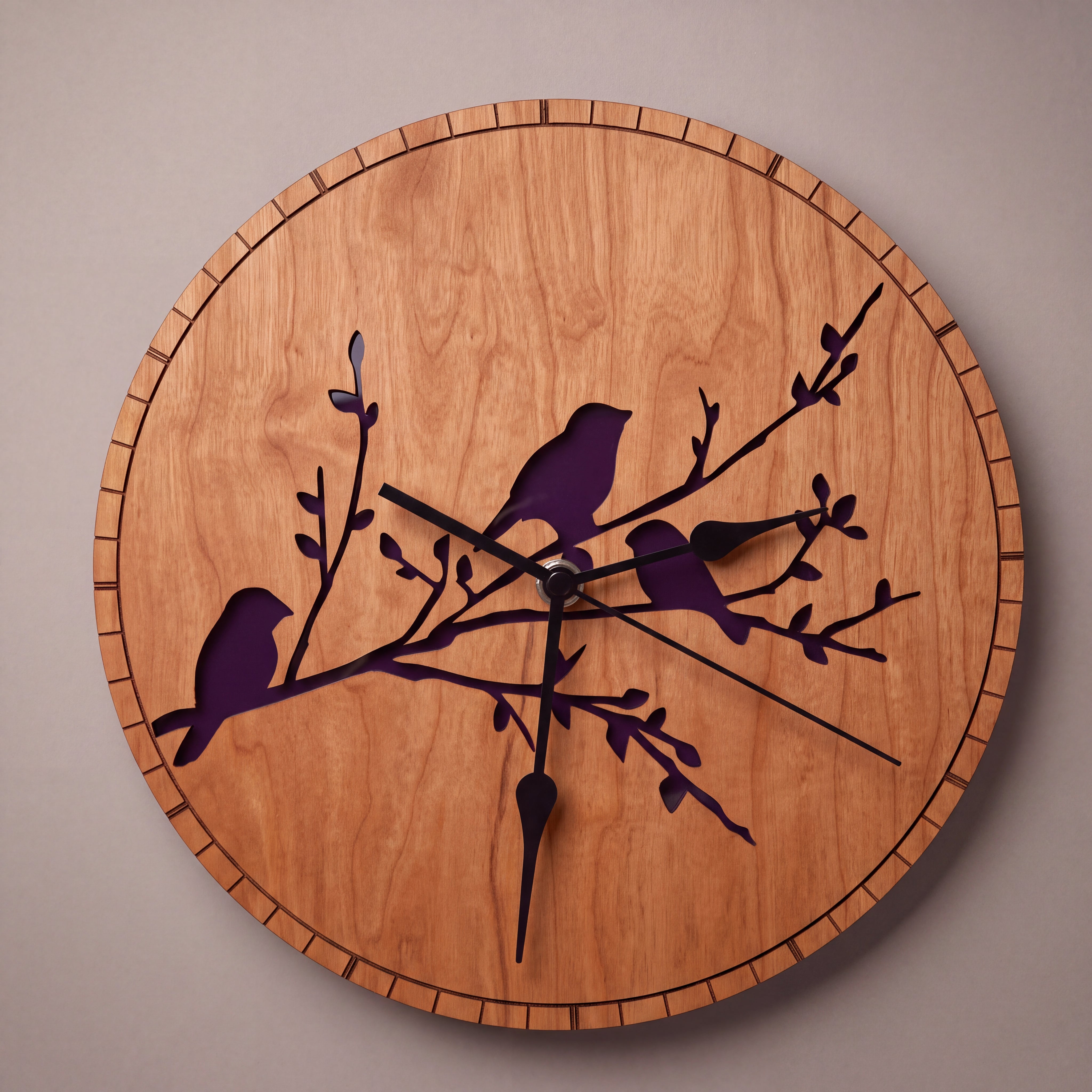 Custom Wood & Acrylic Bird Wall Clock | Personalized Laser Cut Clock