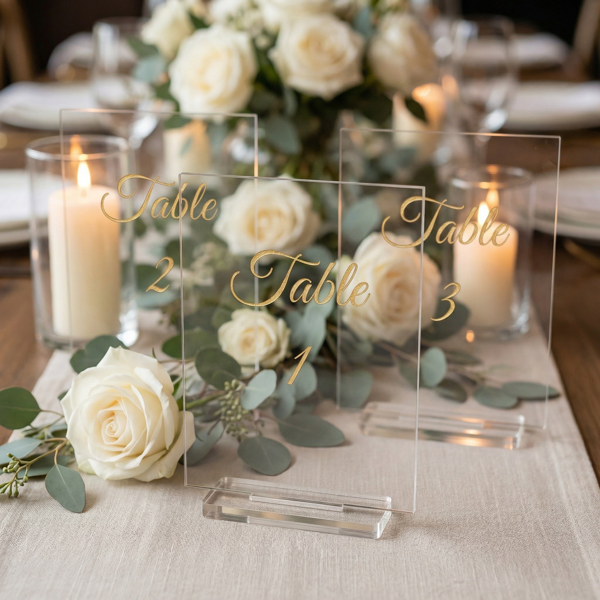 Acrylic Table Numbers – Wedding Table Numbers with Stand – Modern Reception Table Signs