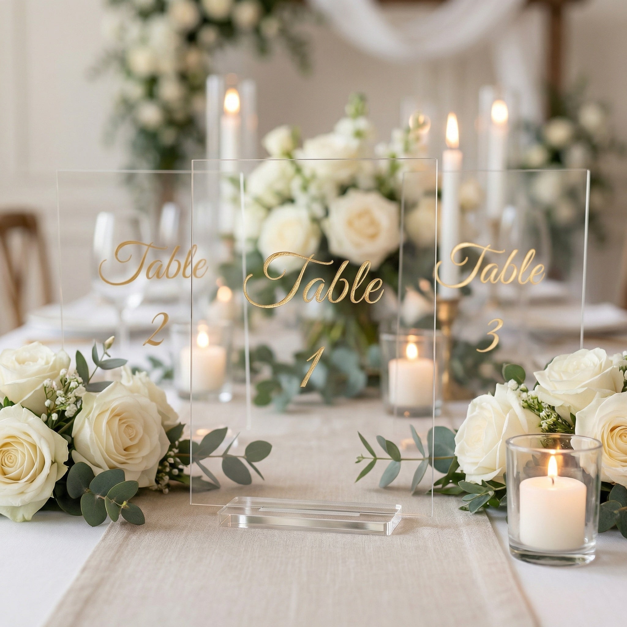Acrylic Table Numbers – Wedding Table Numbers with Stand – Modern Reception Table Signs