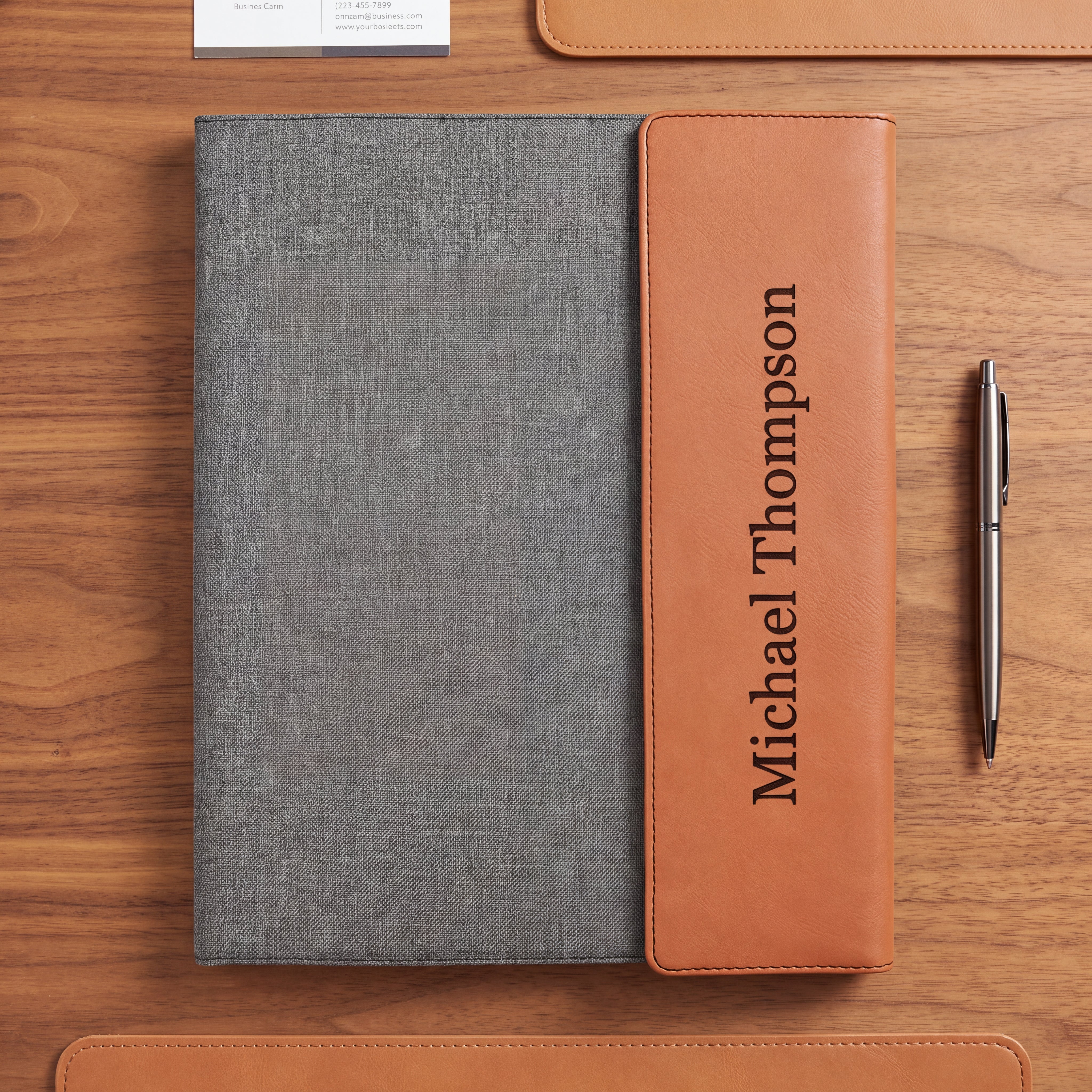 Custom Laser Engraved Canvas & Leatherette Milestone Portfolio with Notepad