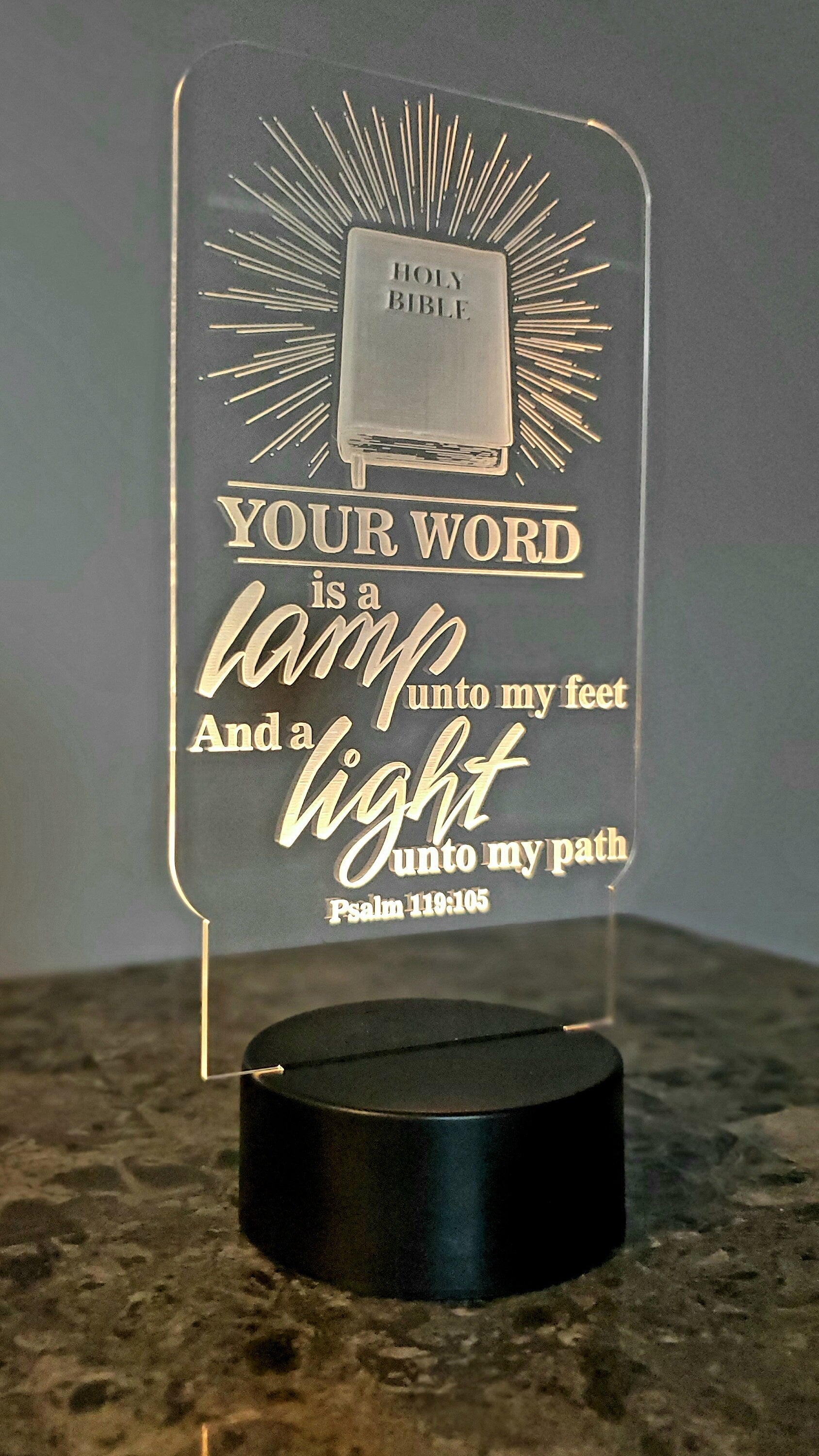 LED Night Light | Lamp Unto My Feet, Light Unto My Path | Psalm 119:105 | Inspirational Christian Home Decor