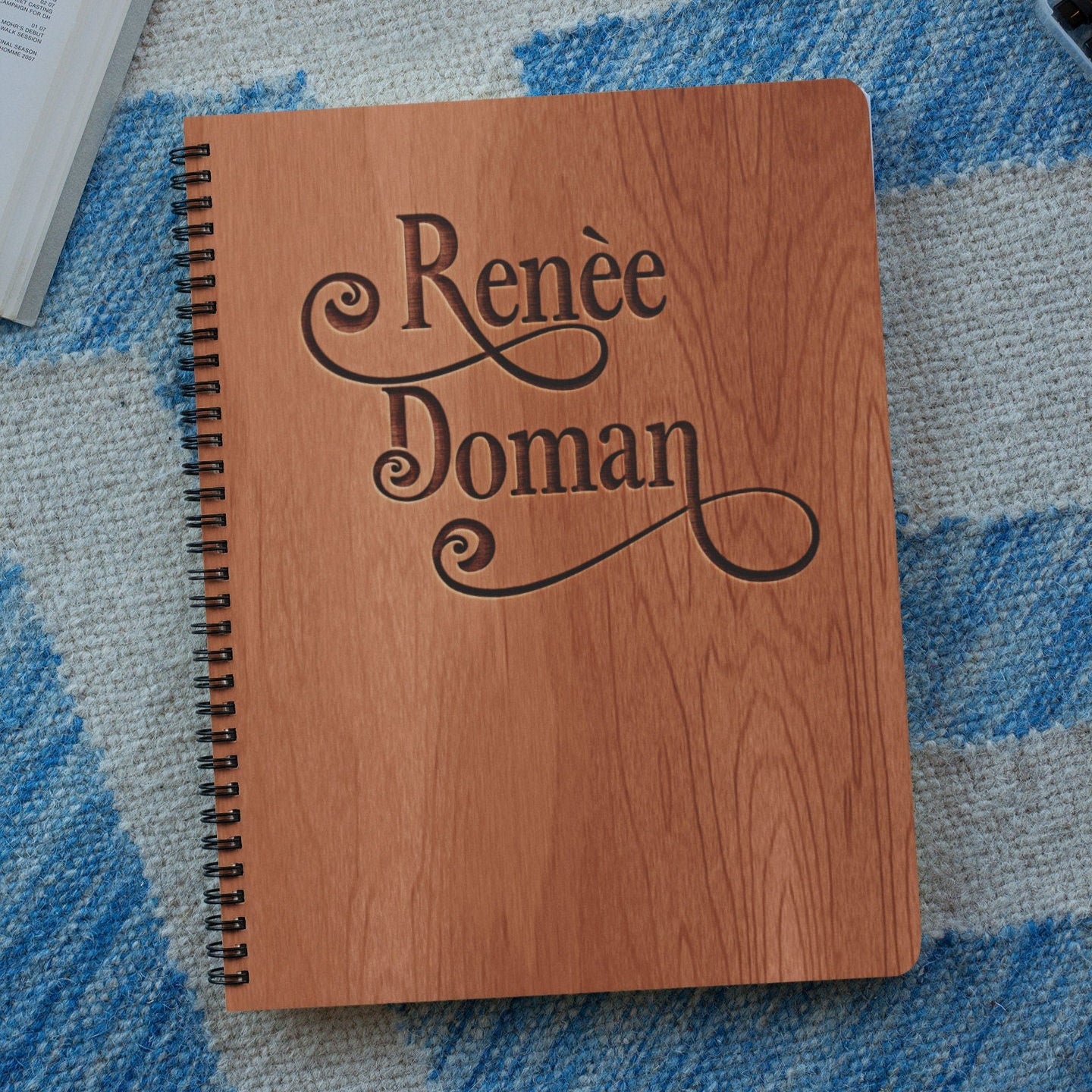 Personalized Vondey Style Wood Cover Notebook | Personalized Sketchbook | Custom Engraved Notebook