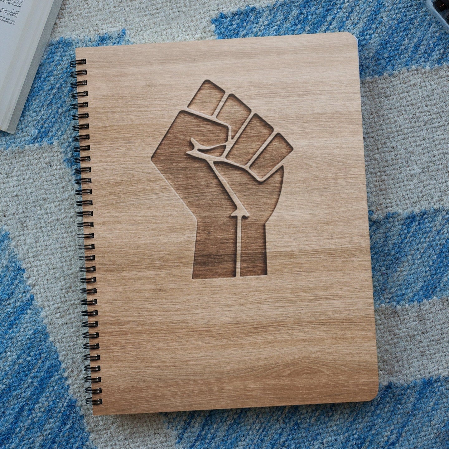 Black Power Personalized Wood Cover Notebook | Black Lives Matter Personalized Sketchbook | Custom Engraved Notebook