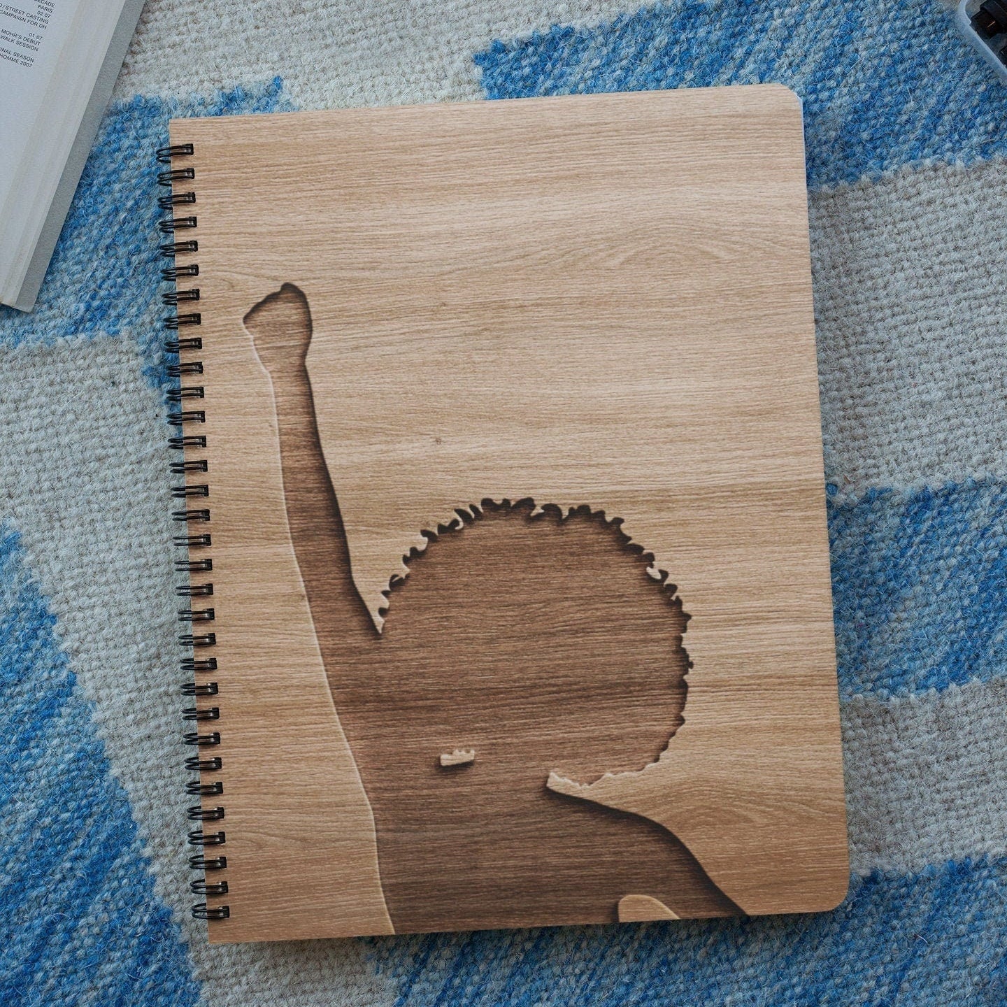Black Female Fist Raised Personalized Wood Cover Notebook | Black Lives Matter Personalized Sketchbook | Custom Engraved Notebook