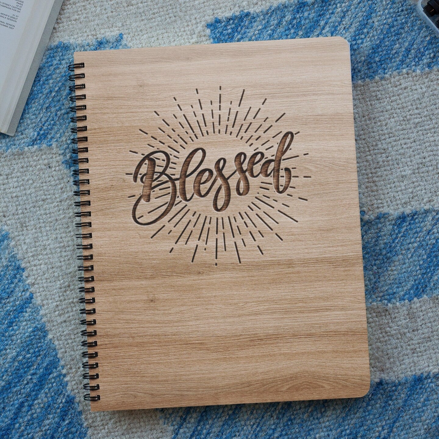Blessed Wood Cover Notebook | Personalized Sketchbook | Customized Engraved Notebook