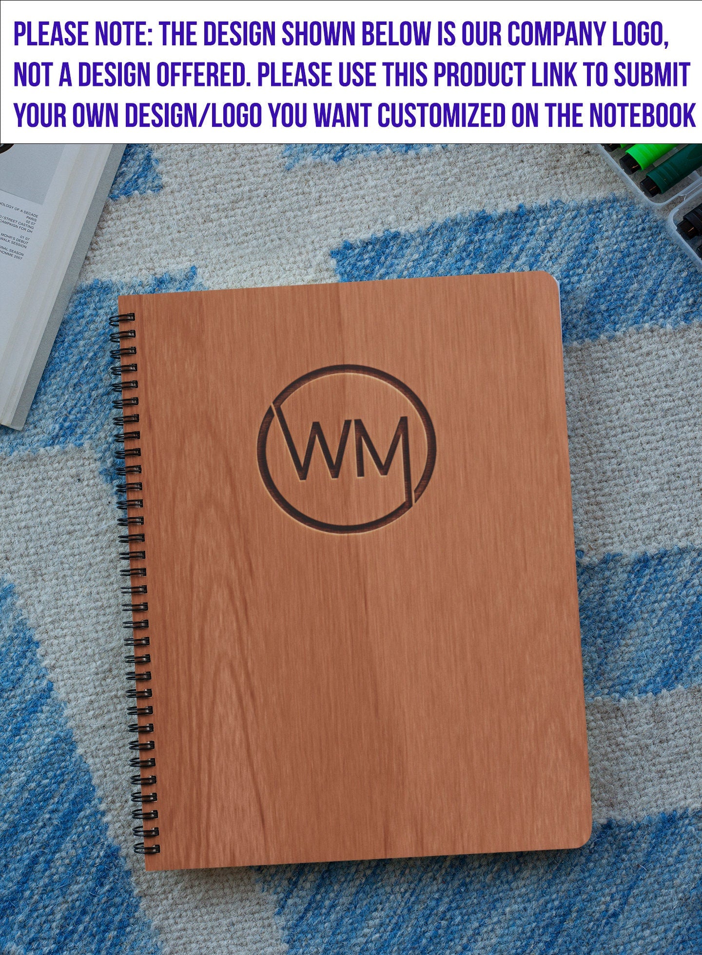 Customized Wood Cover Notebook | Personalized Sketchbook | Custom Engraved Notebook | Logo Notebook