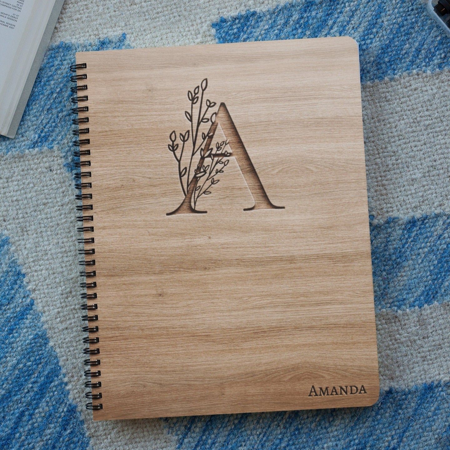 Floral Monogrammed Notebook | Personalized Sketchbook | Custom Engraved Journal