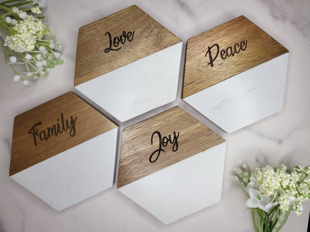 Marble and Acacia Wood Coasters