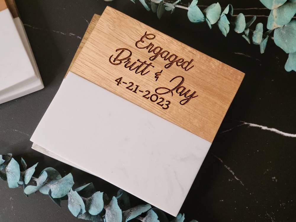 Marble and Acacia Wood Coasters