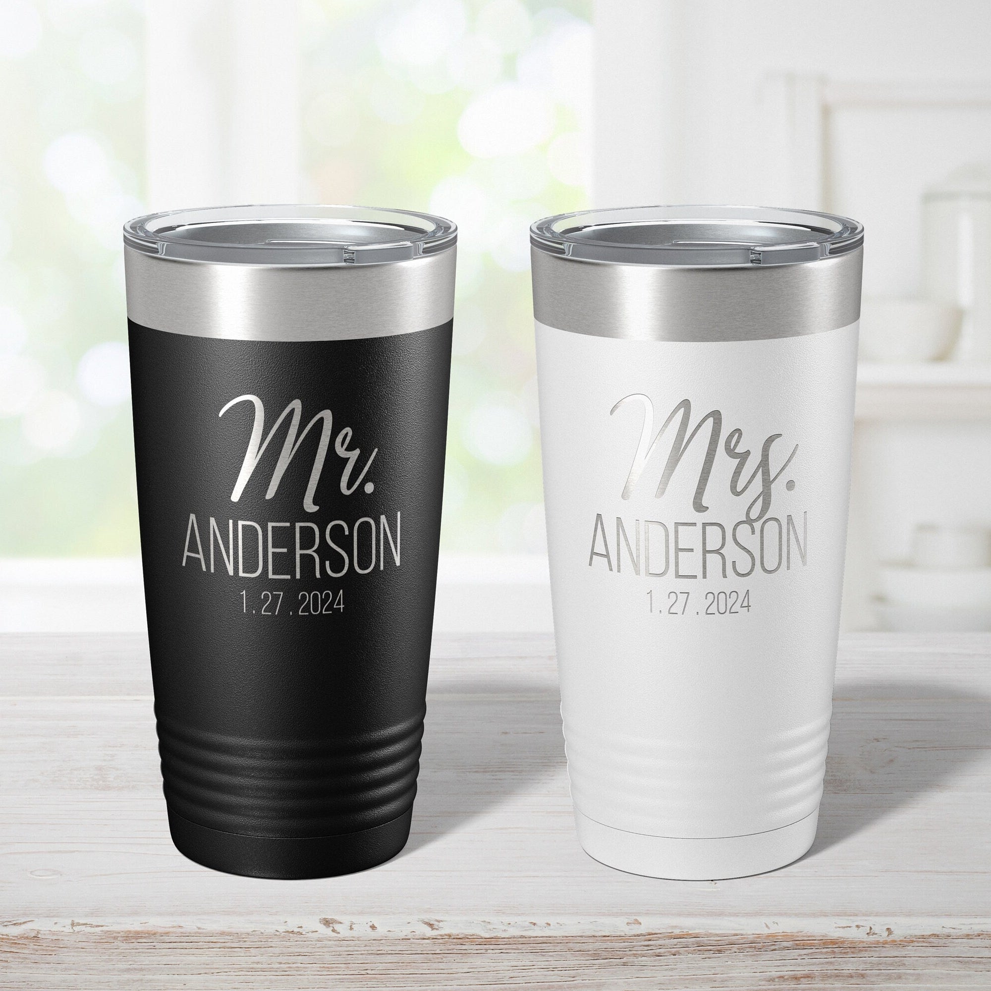 Mr. & Mrs. Personalized Tumbler Set (20 oz) | Custom Wedding & Anniversary Gift