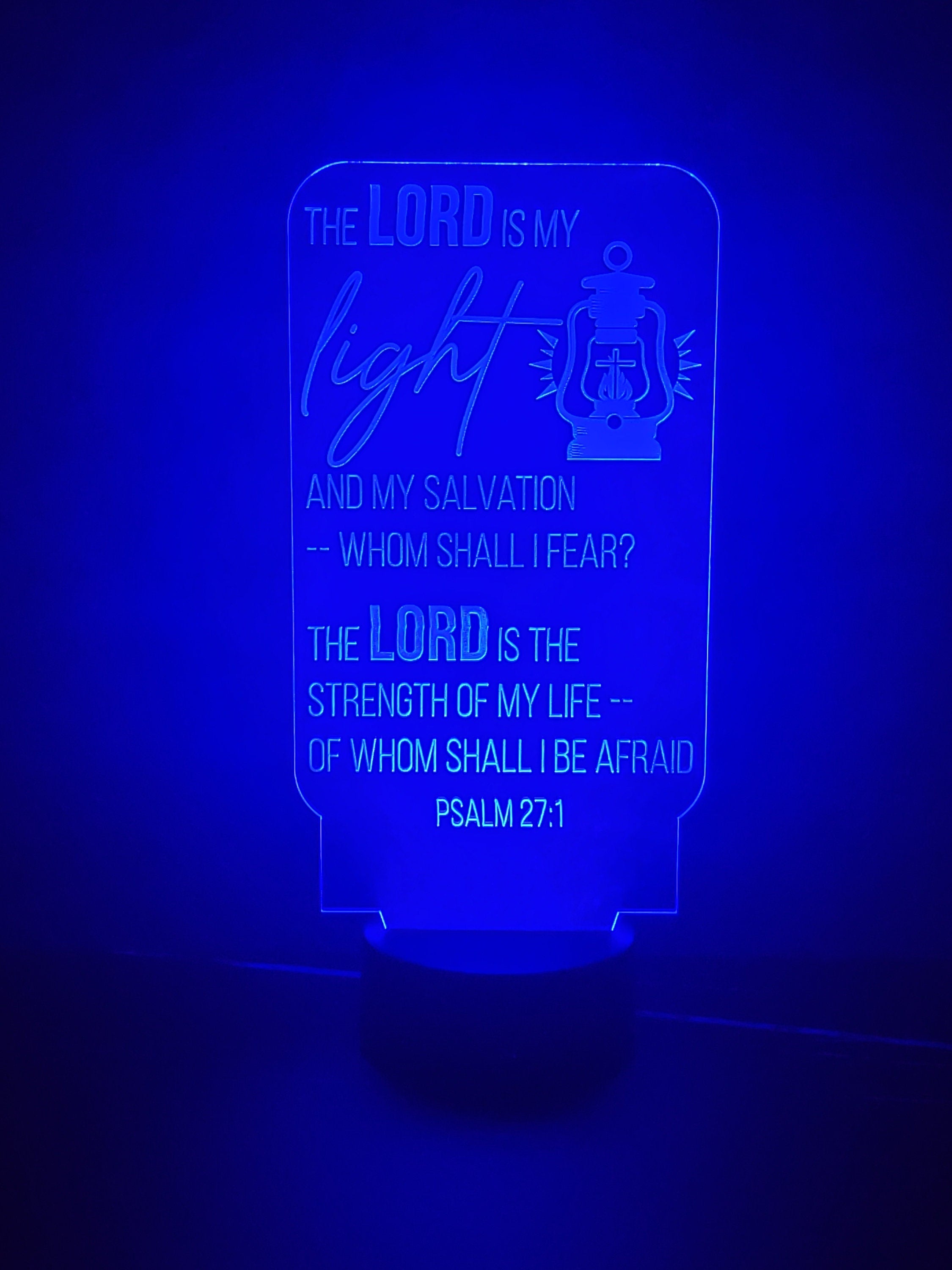 Scripture Light – The Lord Is My Light | LED Night Light with Cross Design (Psalm 27:1)