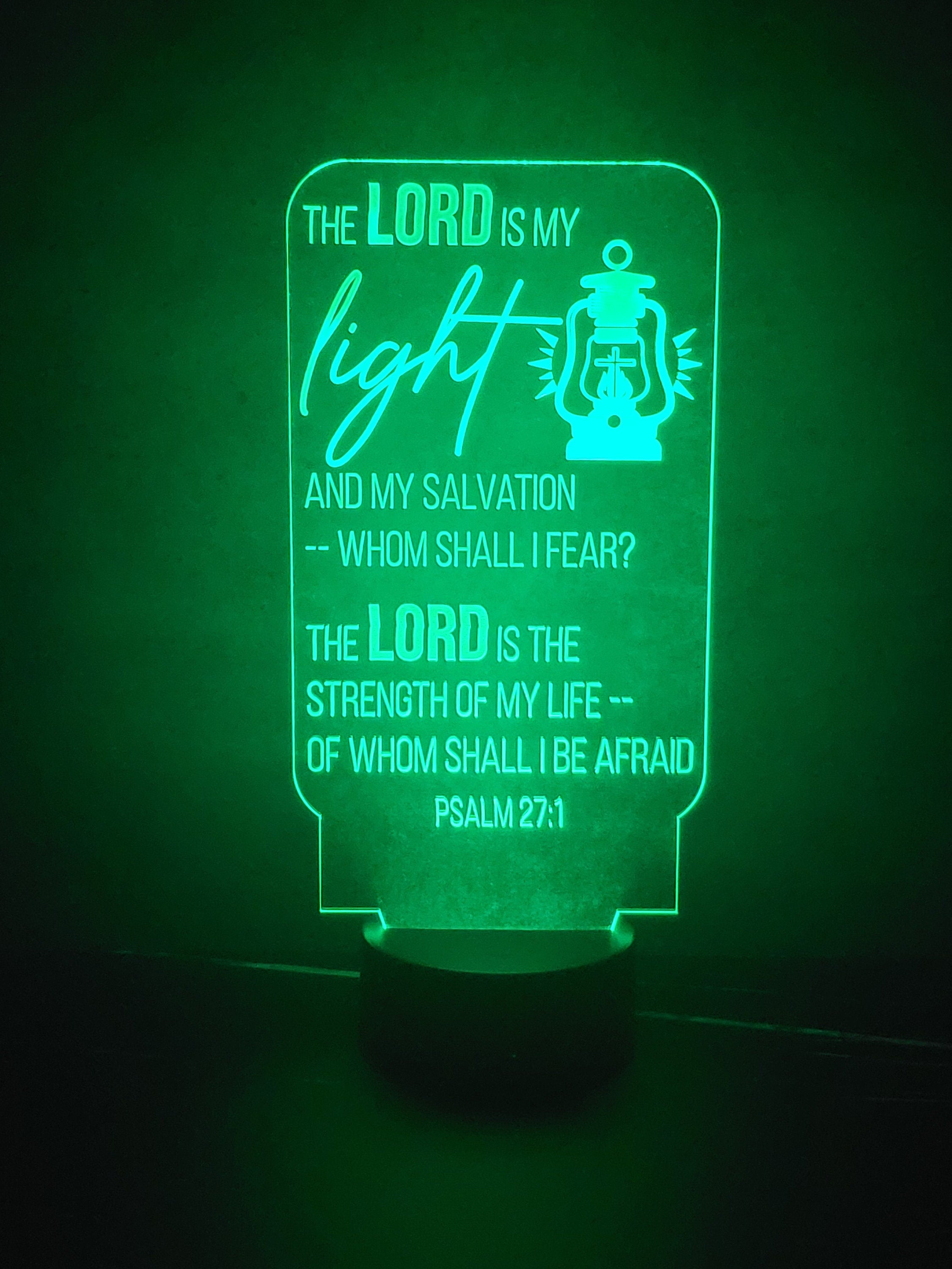 Scripture Light – The Lord Is My Light | LED Night Light with Cross Design (Psalm 27:1)