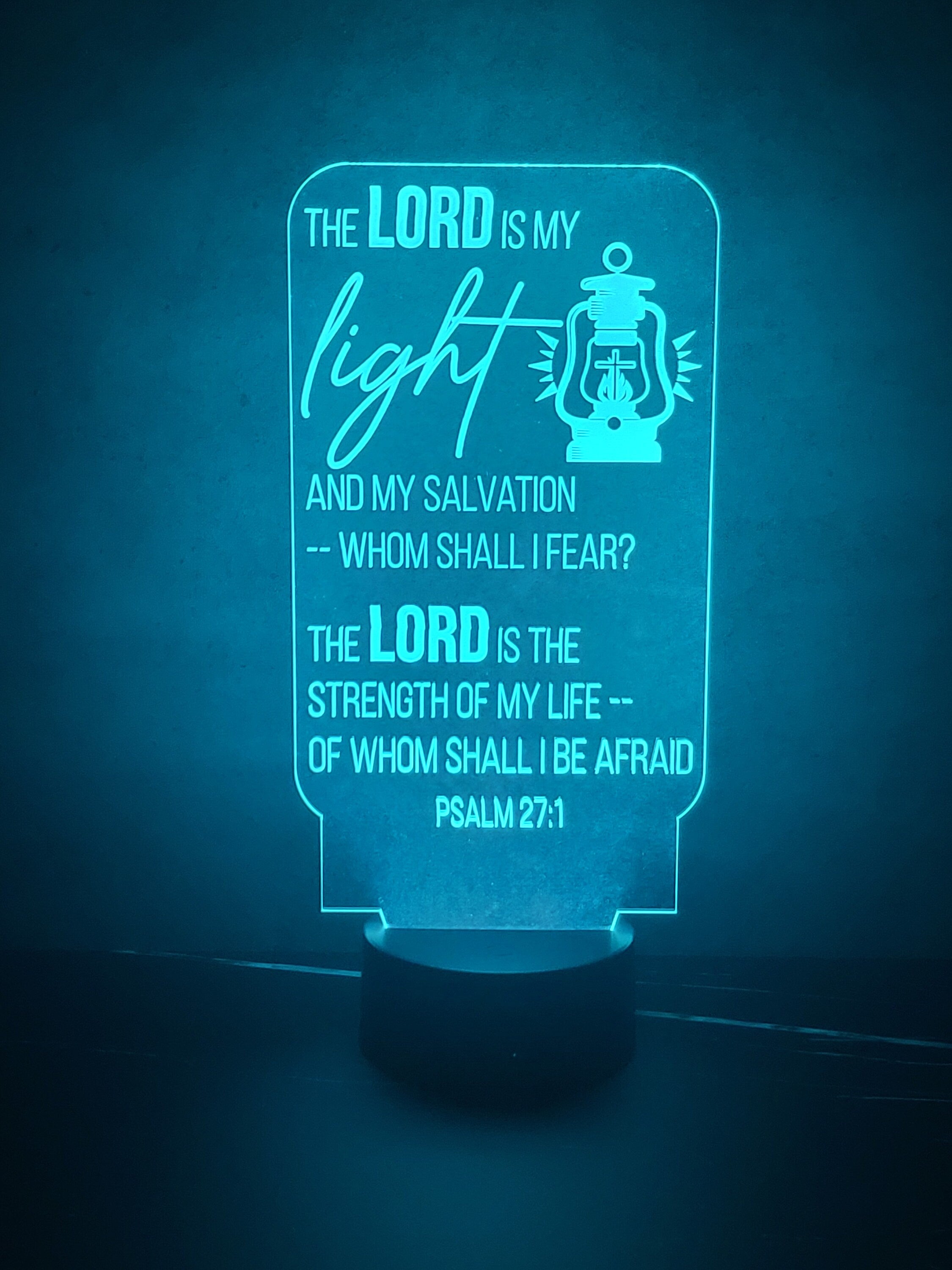Scripture Light – The Lord Is My Light | LED Night Light with Cross Design (Psalm 27:1)