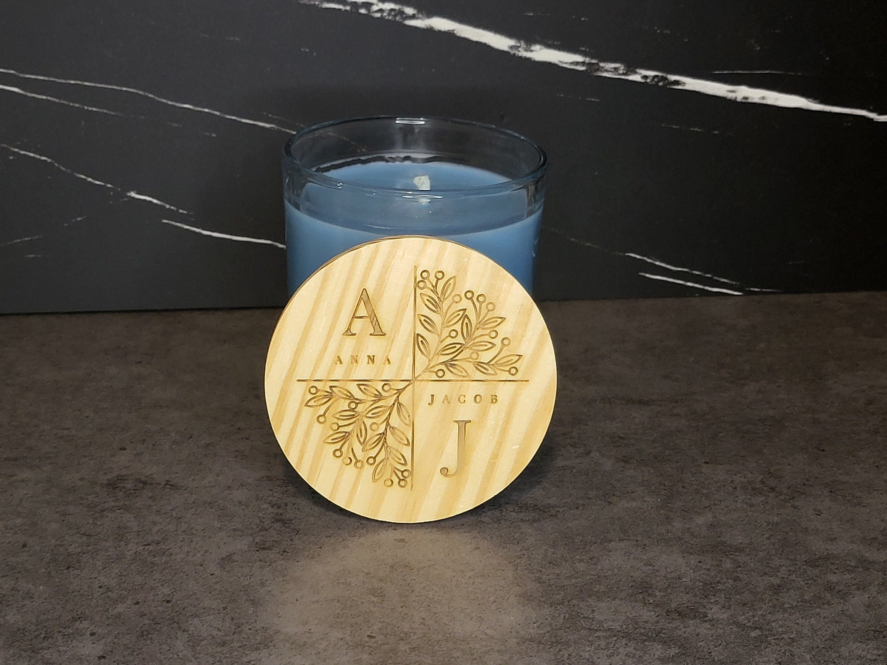 Personalized Scented Candle with Engraved Lid or Lid + Glass | 14 oz Soy Wax Jar Candle