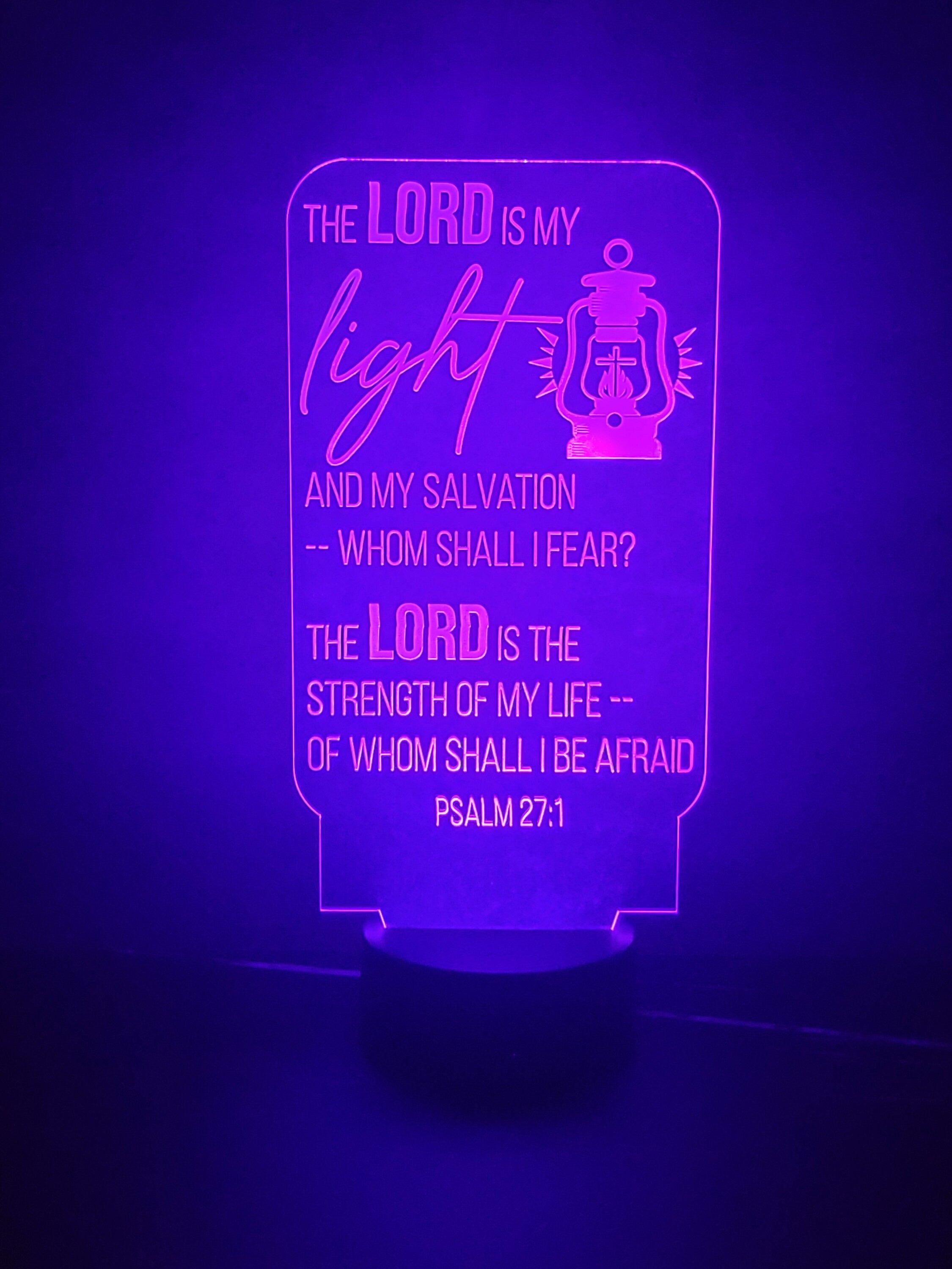 Scripture Light – The Lord Is My Light | LED Night Light with Cross Design (Psalm 27:1)