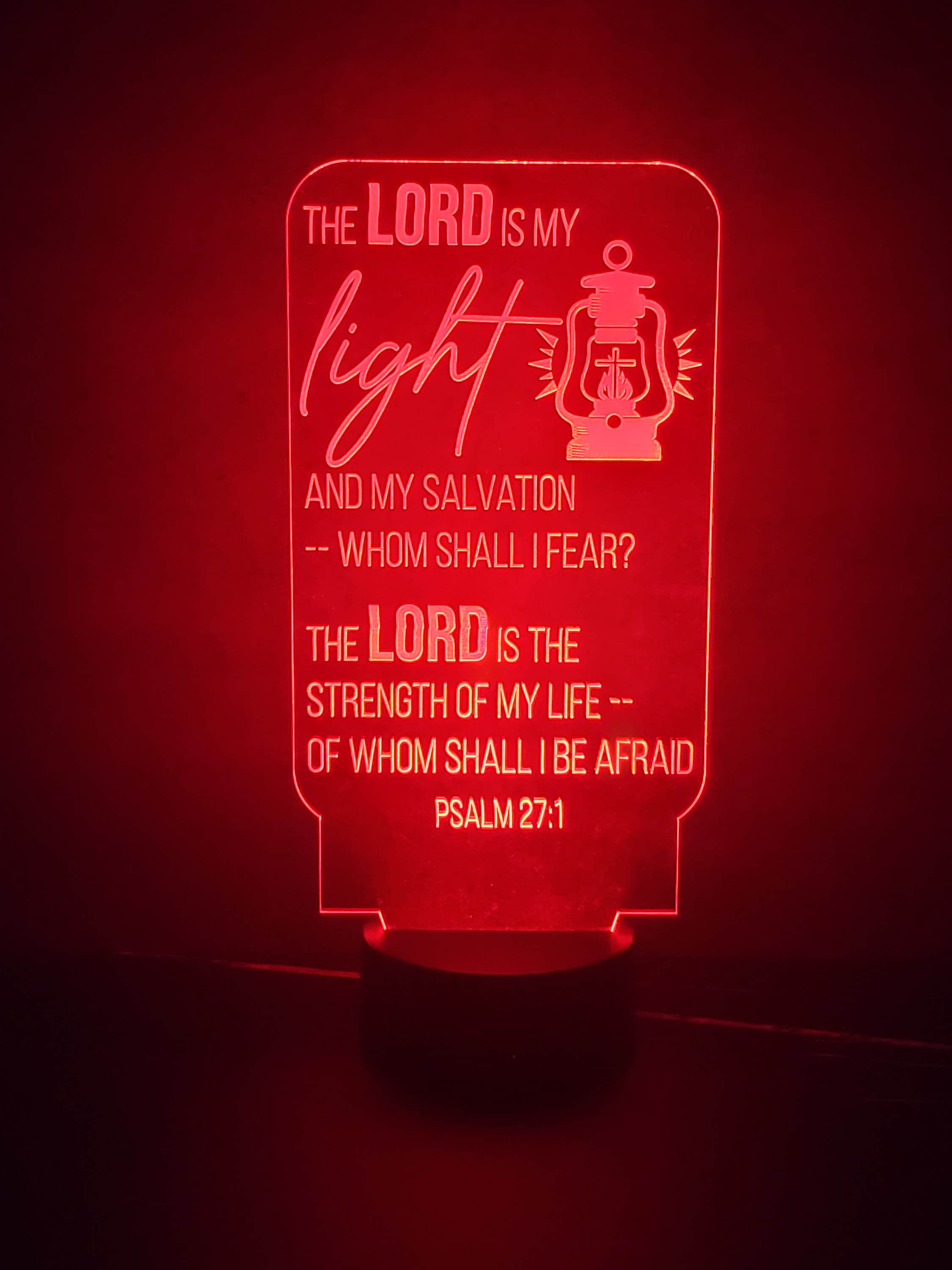 Scripture Light – The Lord Is My Light | LED Night Light with Cross Design (Psalm 27:1)