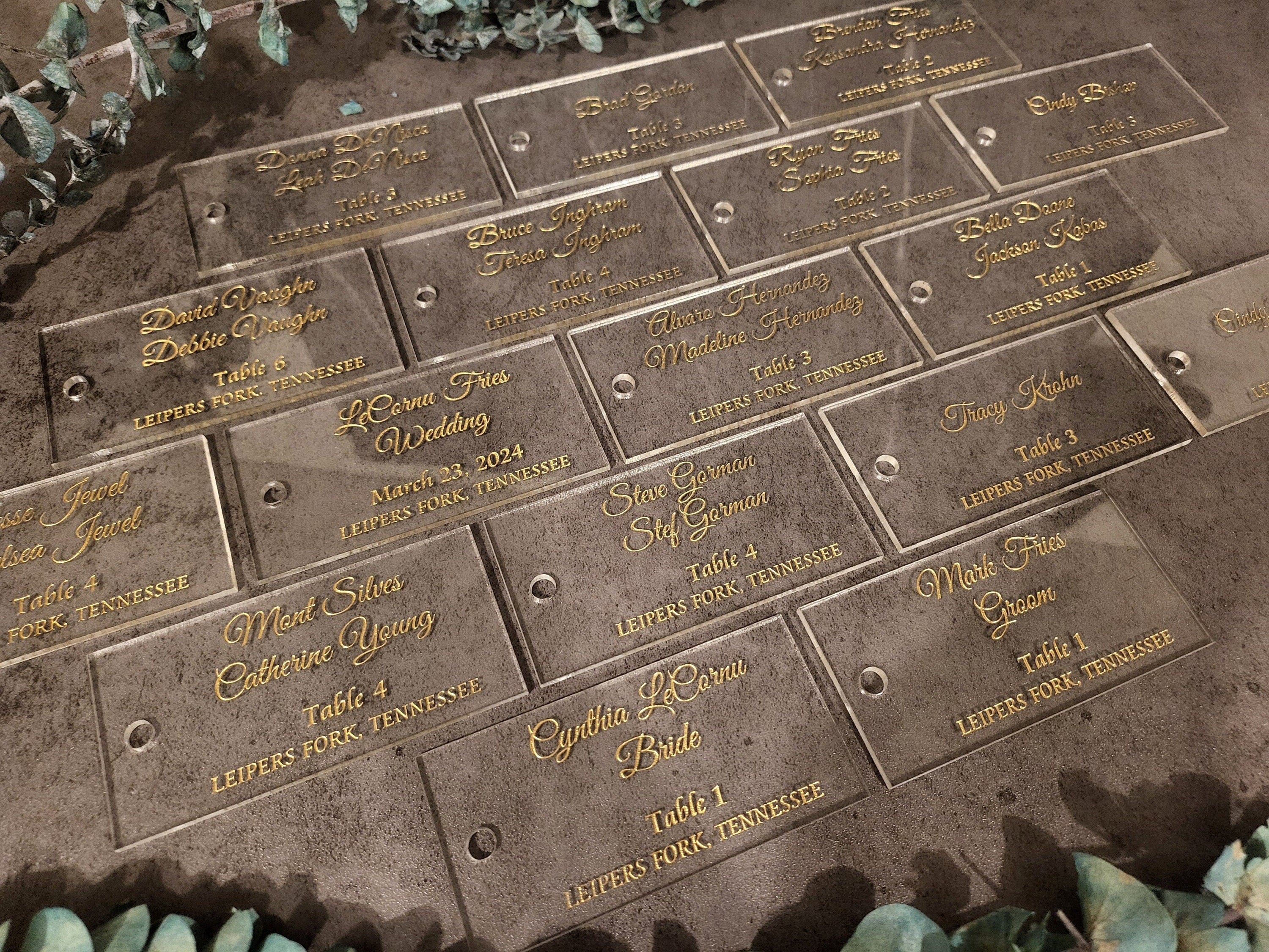 Wedding Place Cards (Rectangle) | Two-Name Place Cards | Event Name Place Cards | Personalized Acrylic Name Cards