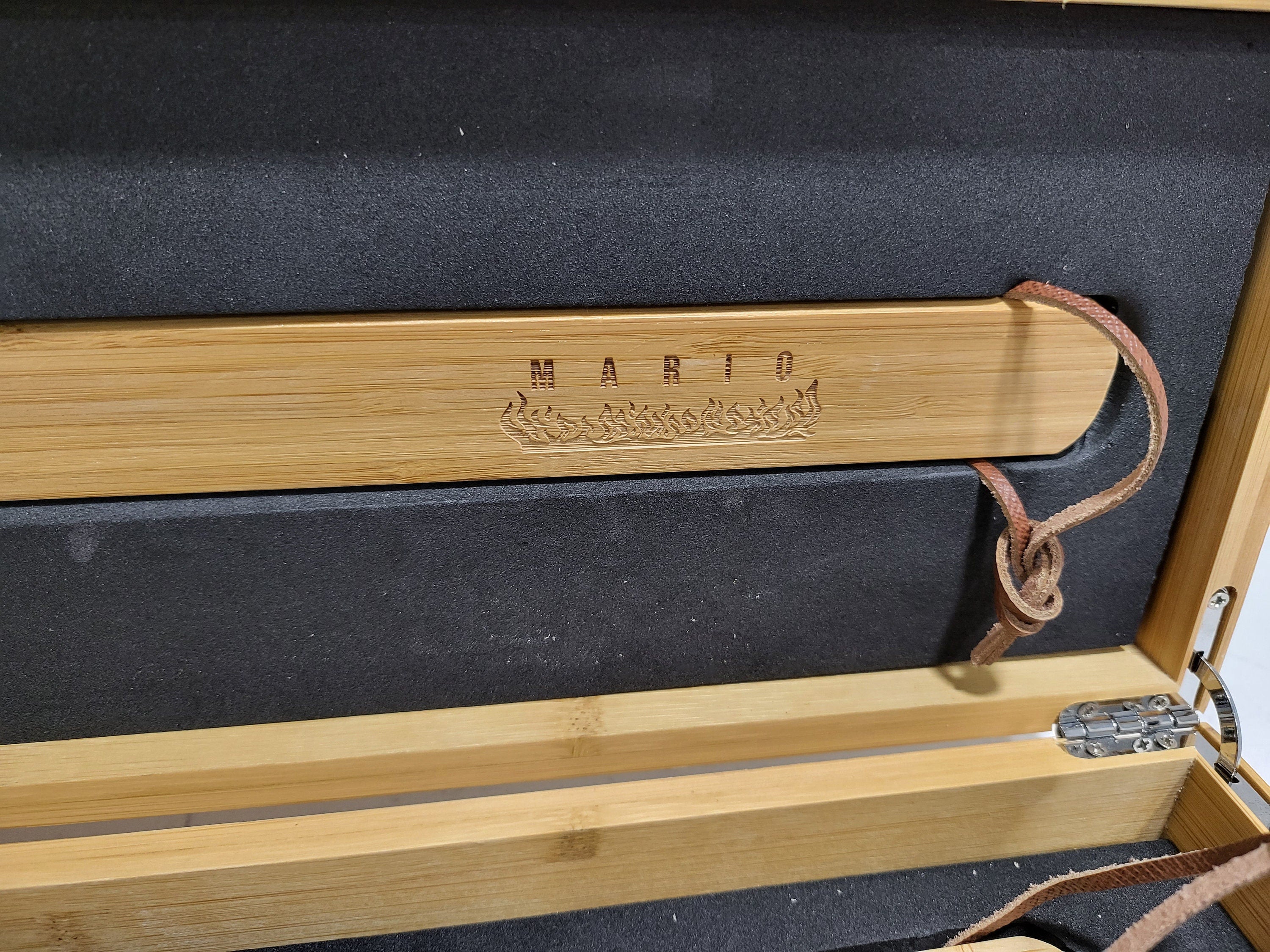 Personalized Bamboo BBQ Grill Set – Flame & Tools Design