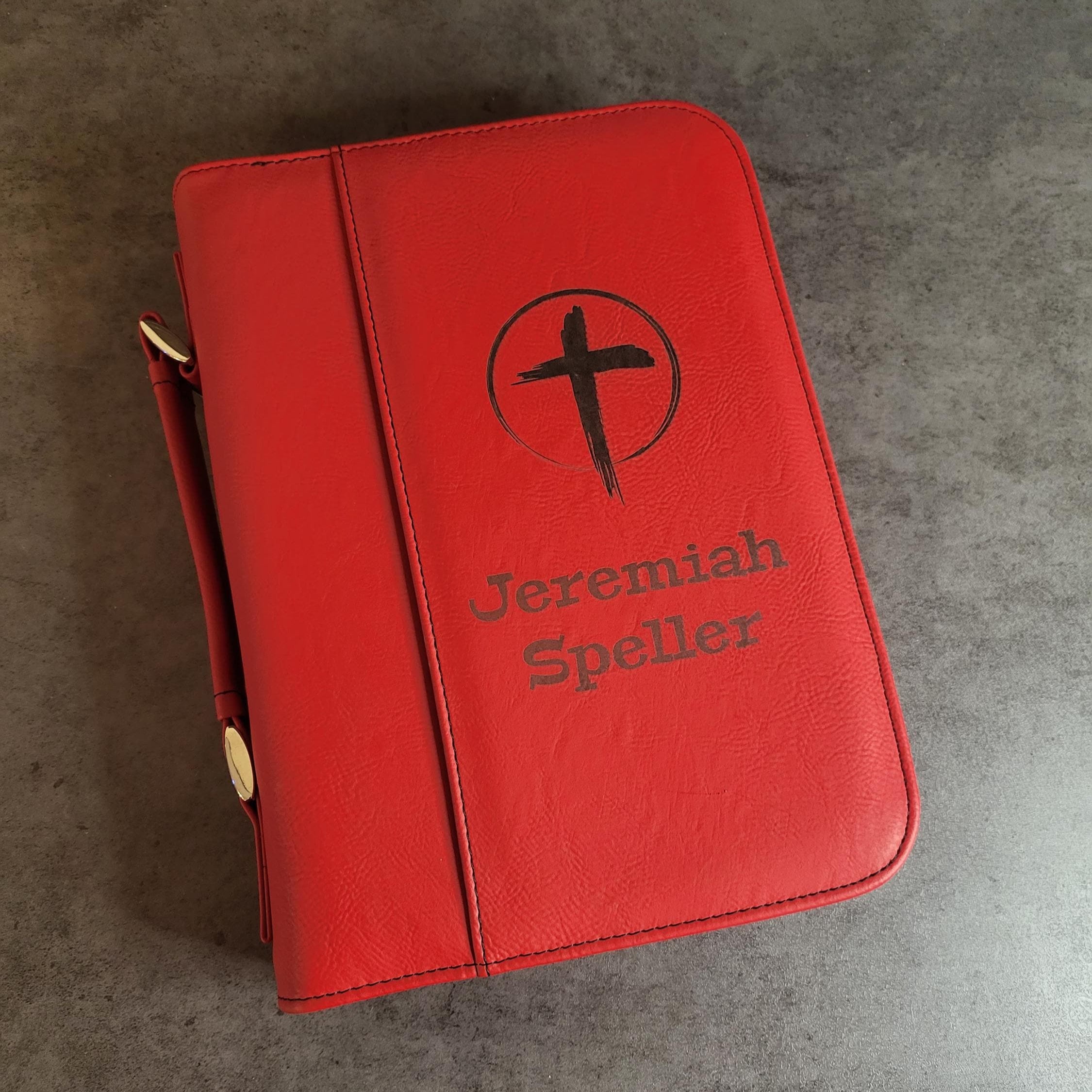 Personalized Leather Bible Cover with Zipper | Custom Engraved Bible Case | Large 7.5” x 10.75” | Christian Gift for Him or Her