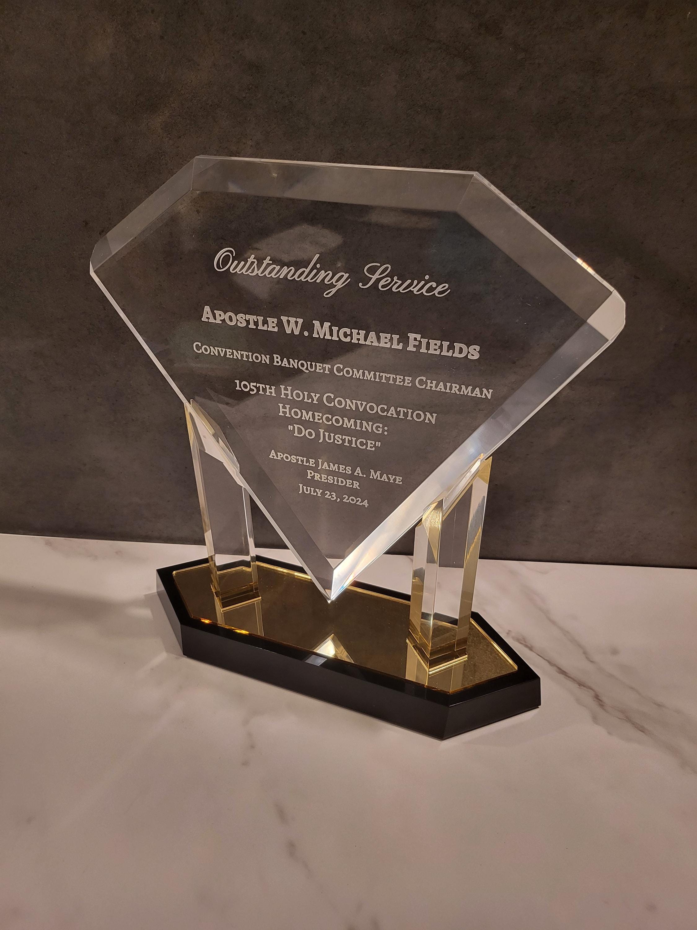 Gold Floating Diamond Acrylic Award | Award For Church | Employee Award | Business Award | Engraved Trophy | Graduation Plaque | Retirement Appreciation