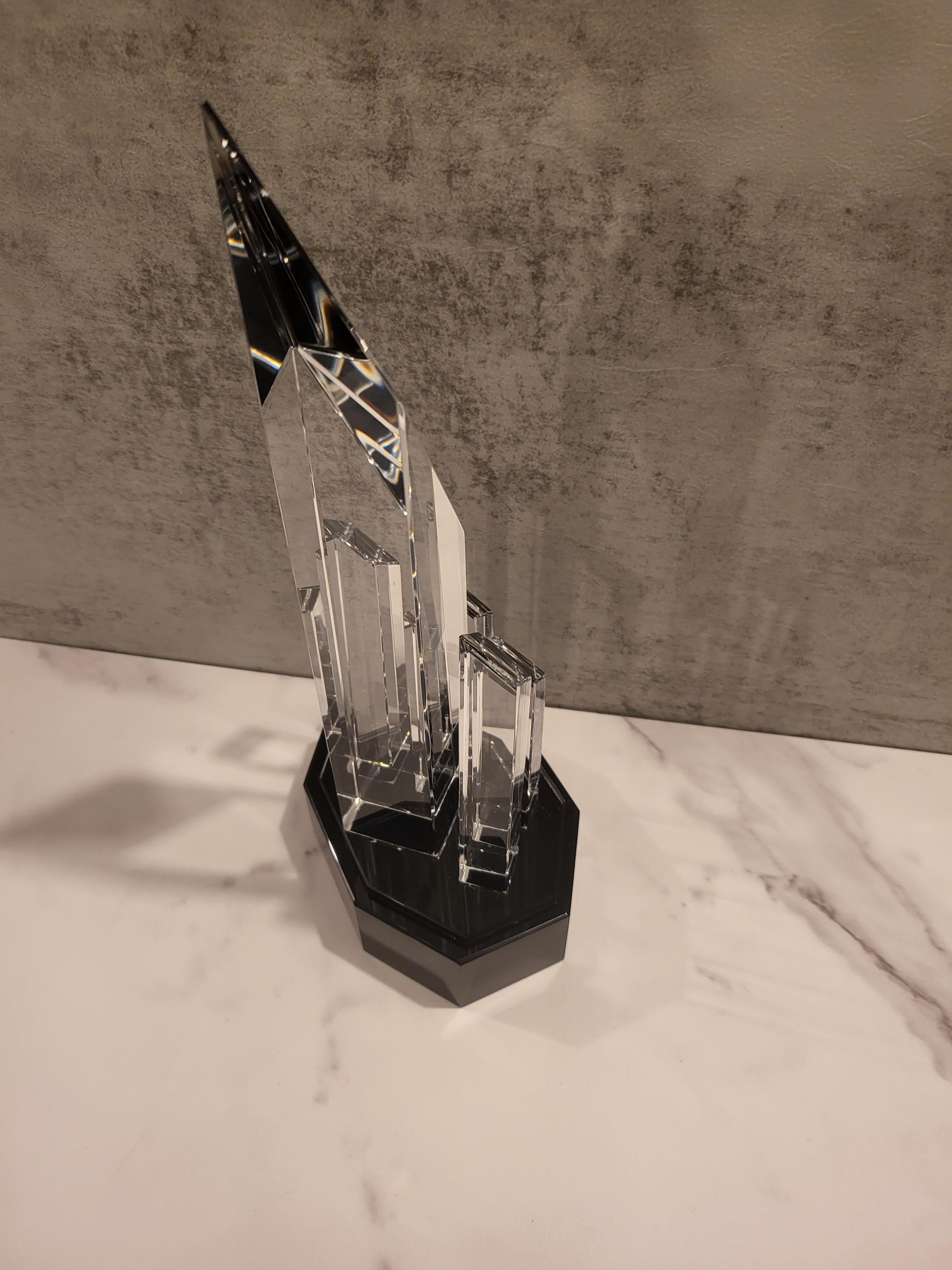 Crystal 5 Rising Diamonds on Black Pedestal Base