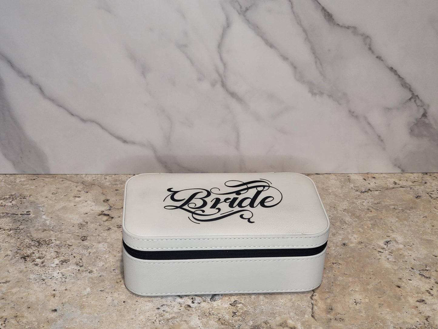 Personalized Leatherette Travel Jewelry Box – 4" x 4" or 7.5" x 4.5" with Tan or Black Lining | Custom Engraved Keepsake Case