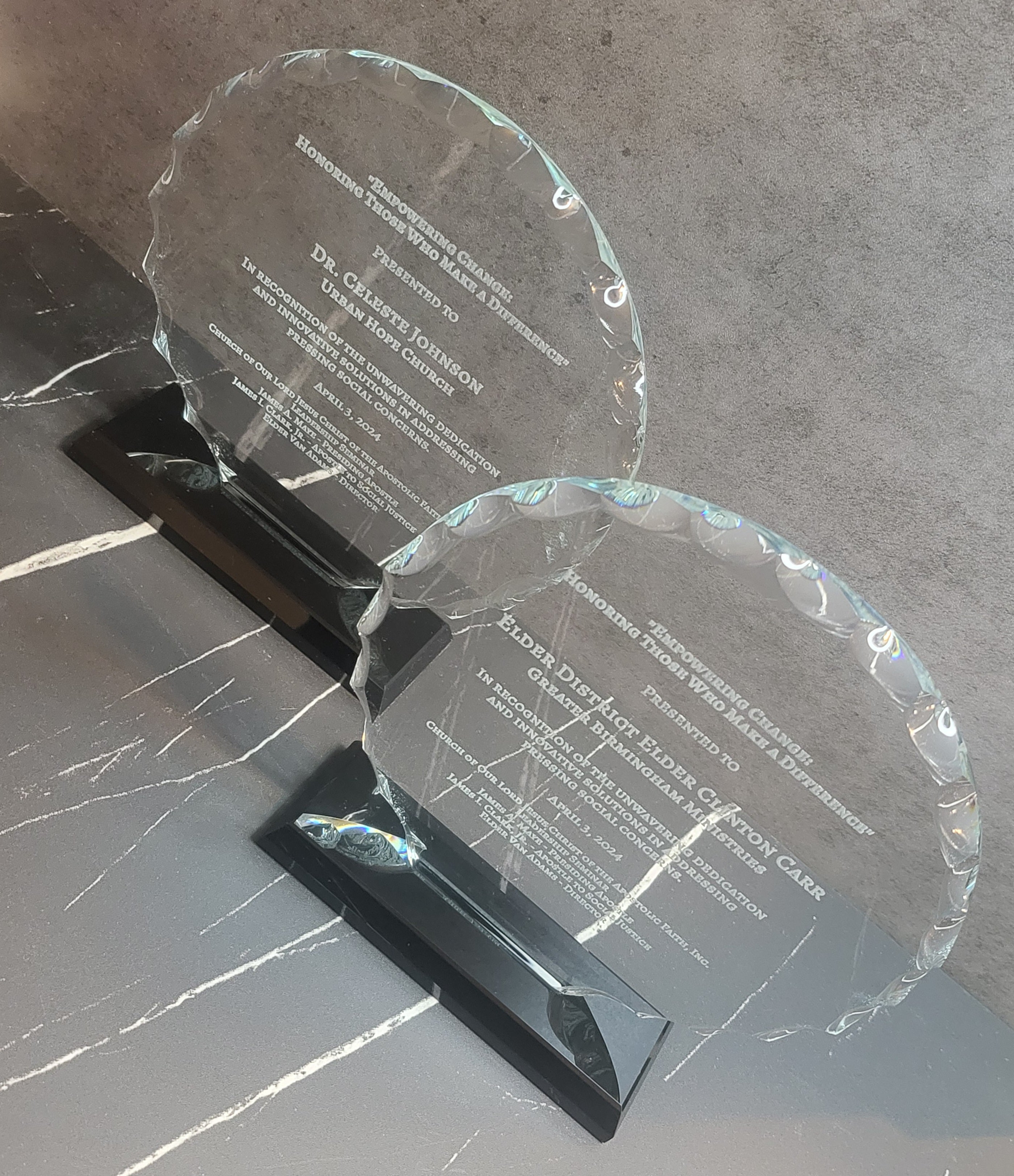 7 1/2" Round Facet Glass on Black Base