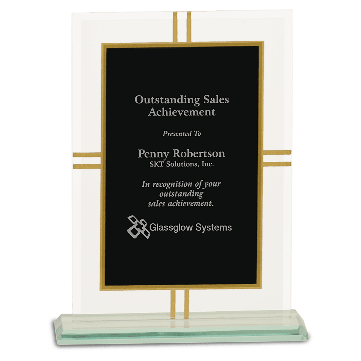 Contemporary Glass 4-Point Award | Personalized Office Award | Retirement Appreciation | Recognition Gift | Employee Of The Year | Church Award