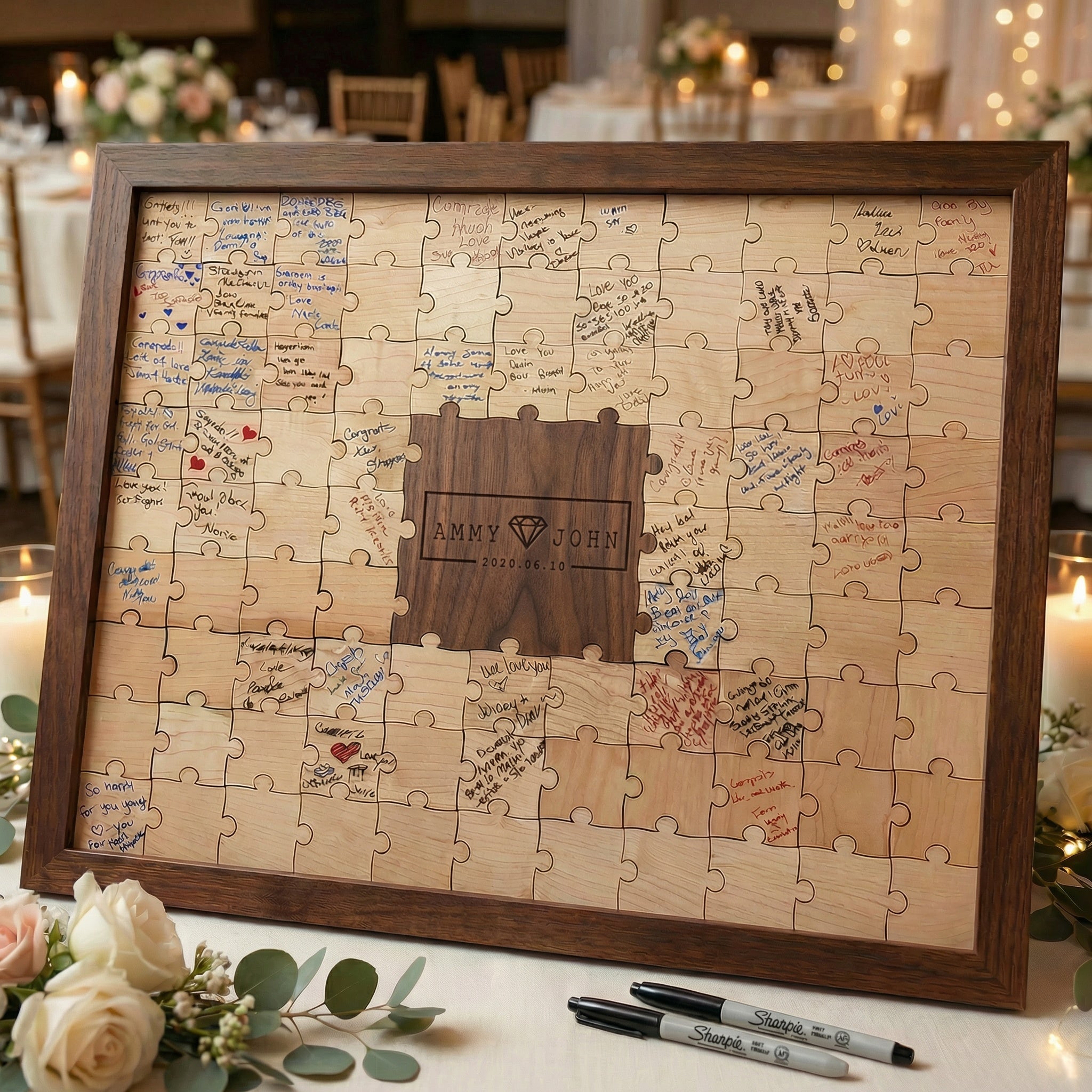 Diamond Bar Nameplate Puzzle — Personalized Wooden Guestbook Puzzle