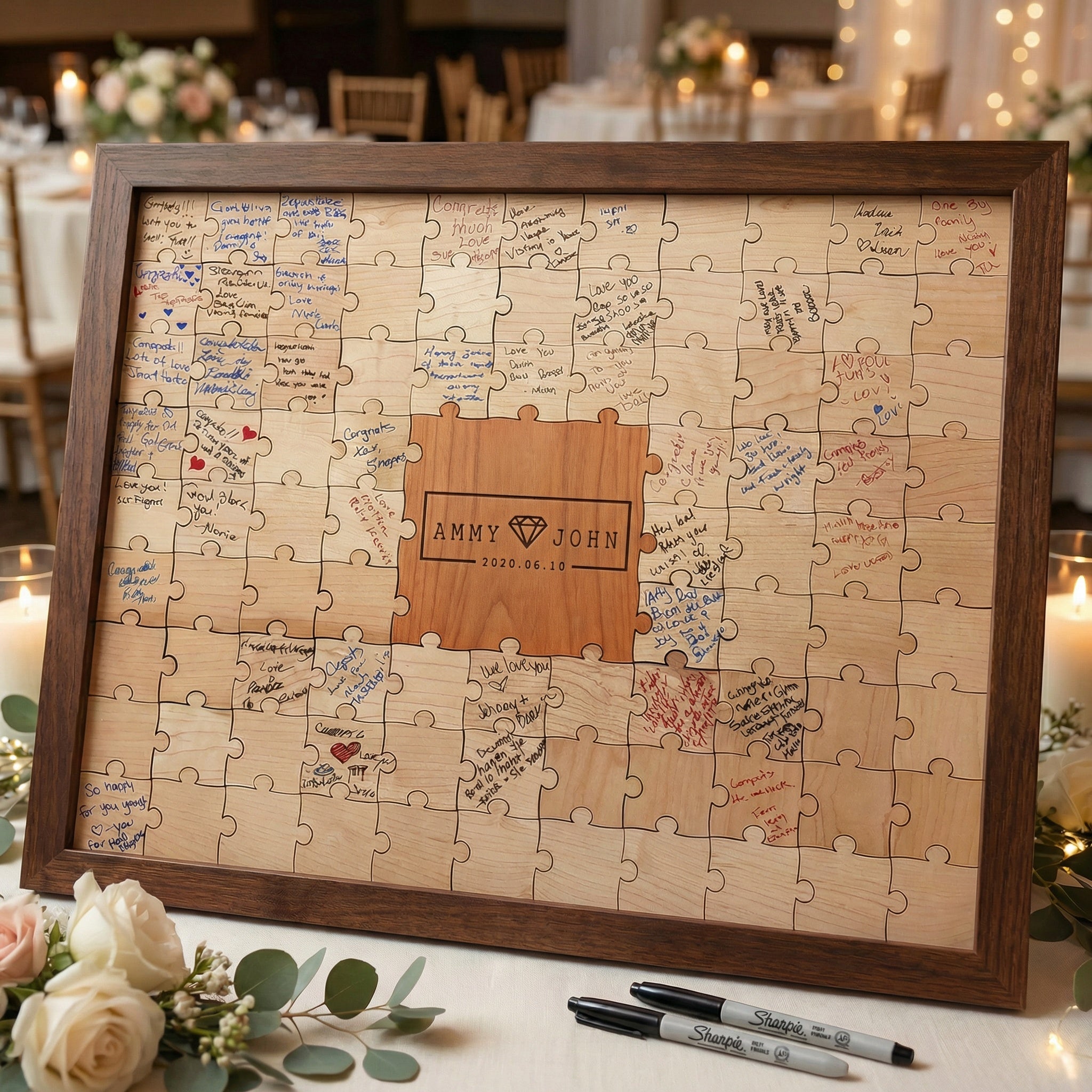 Diamond Bar Nameplate Puzzle — Personalized Wooden Guestbook Puzzle