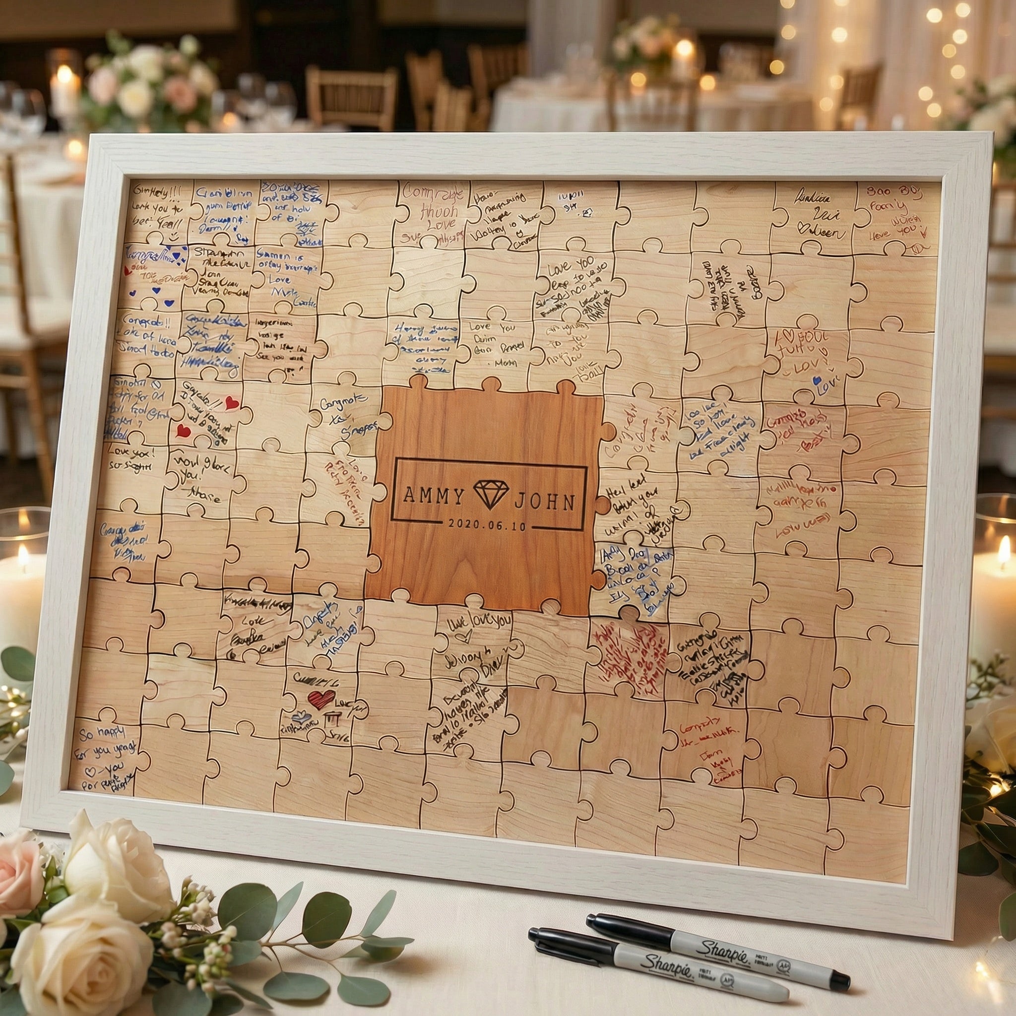 Diamond Bar Nameplate Puzzle — Personalized Wooden Guestbook Puzzle