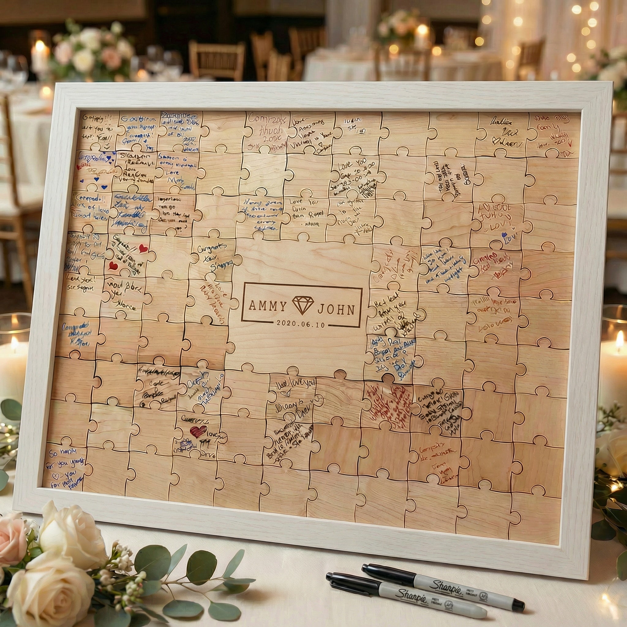 Diamond Bar Nameplate Puzzle — Personalized Wooden Guestbook Puzzle