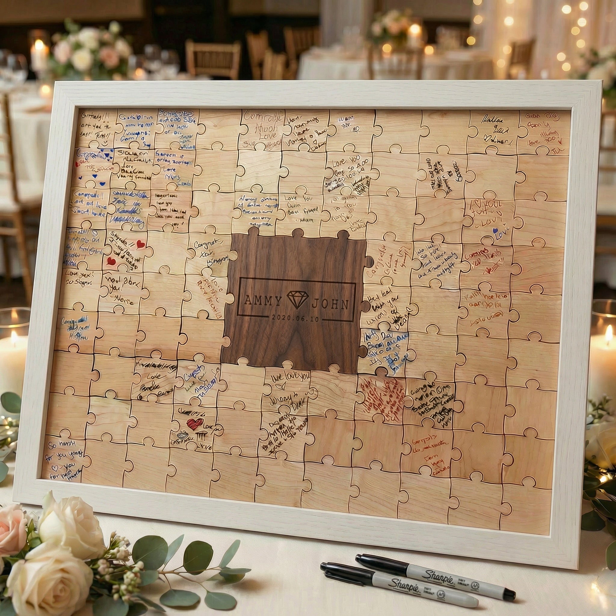 Diamond Bar Nameplate Puzzle — Personalized Wooden Guestbook Puzzle