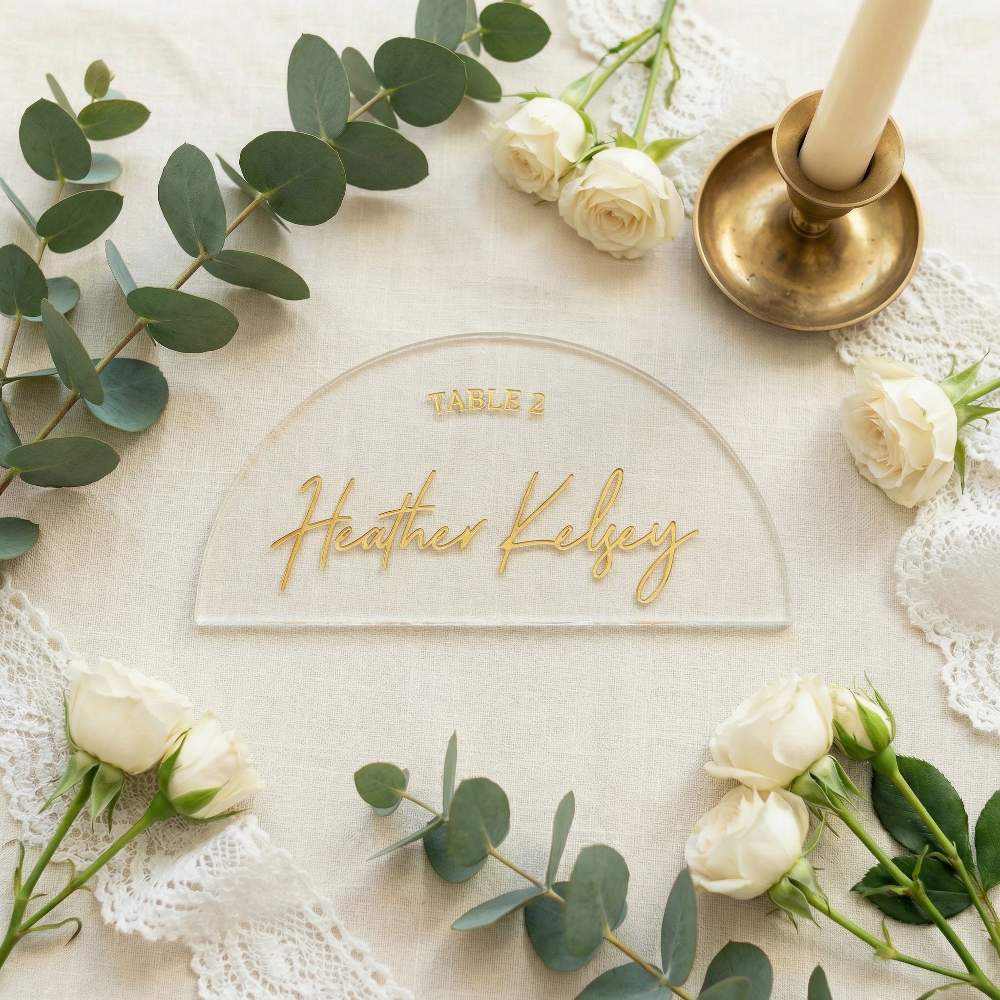 Personalized Arch Wedding Place Cards | Engraved Guest Name Escort Cards | Wood & Acrylic Wedding Seating Tags | Elegant Reception Place Settings
