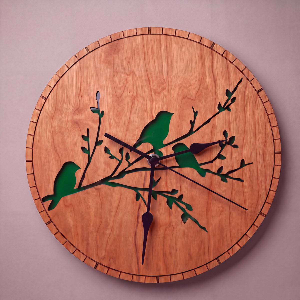Custom Wood & Acrylic Bird Wall Clock | Personalized Laser Cut Clock