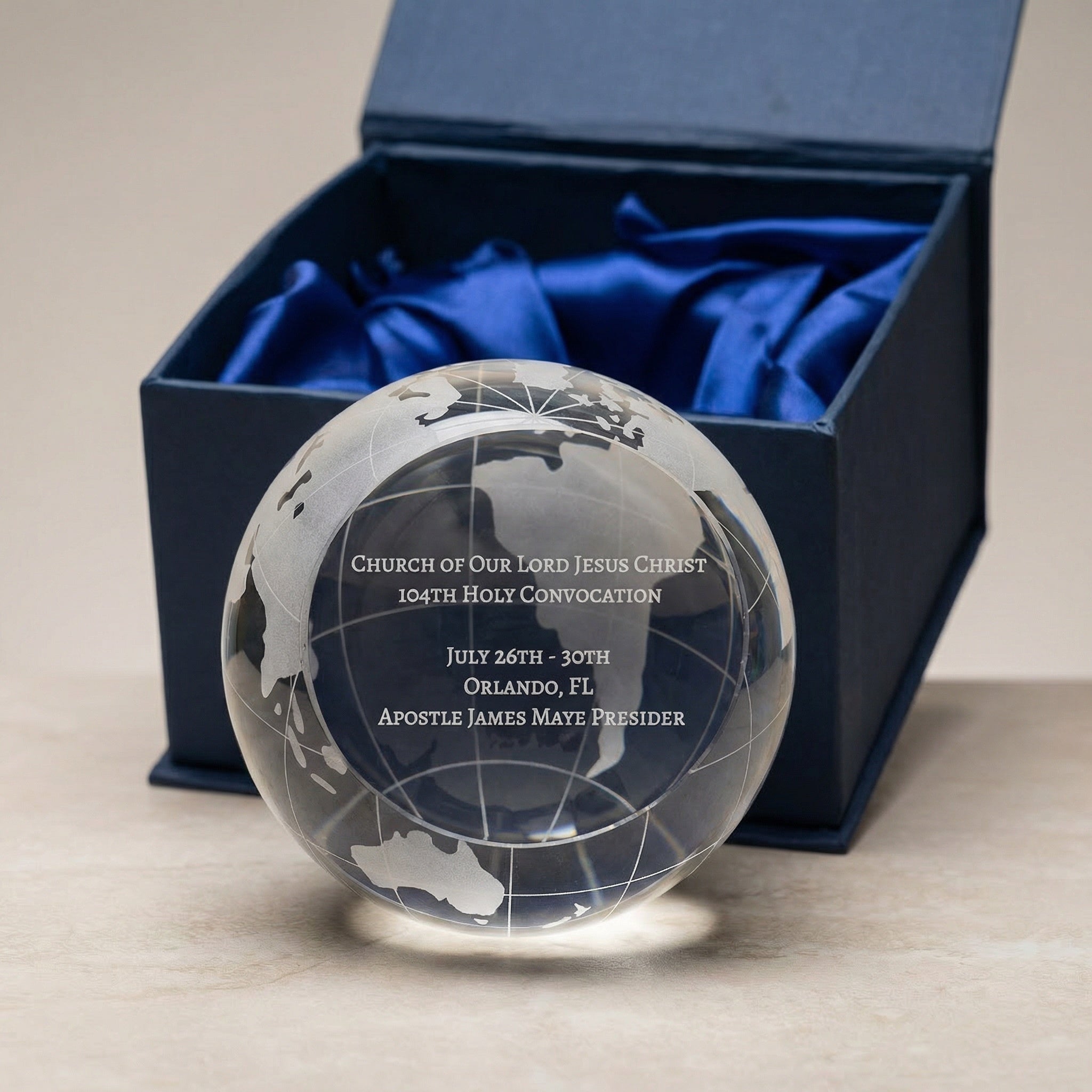 Crystal Globe Paperweight | Paper Weight Office Gift | Conference Gift | Award Paper Weight
