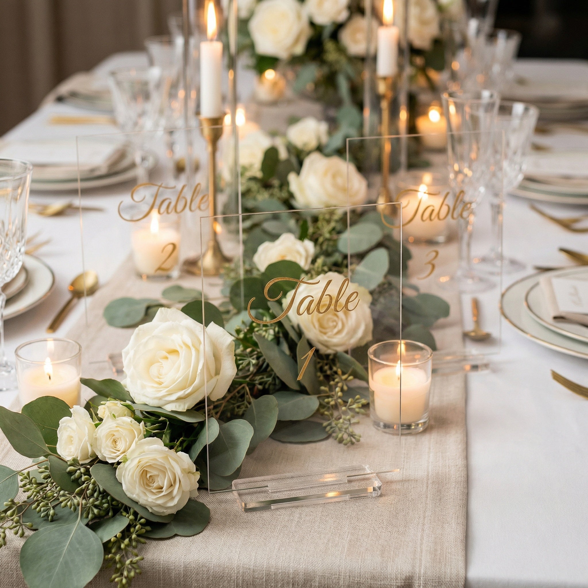Acrylic Table Numbers – Wedding Table Numbers with Stand – Modern Reception Table Signs