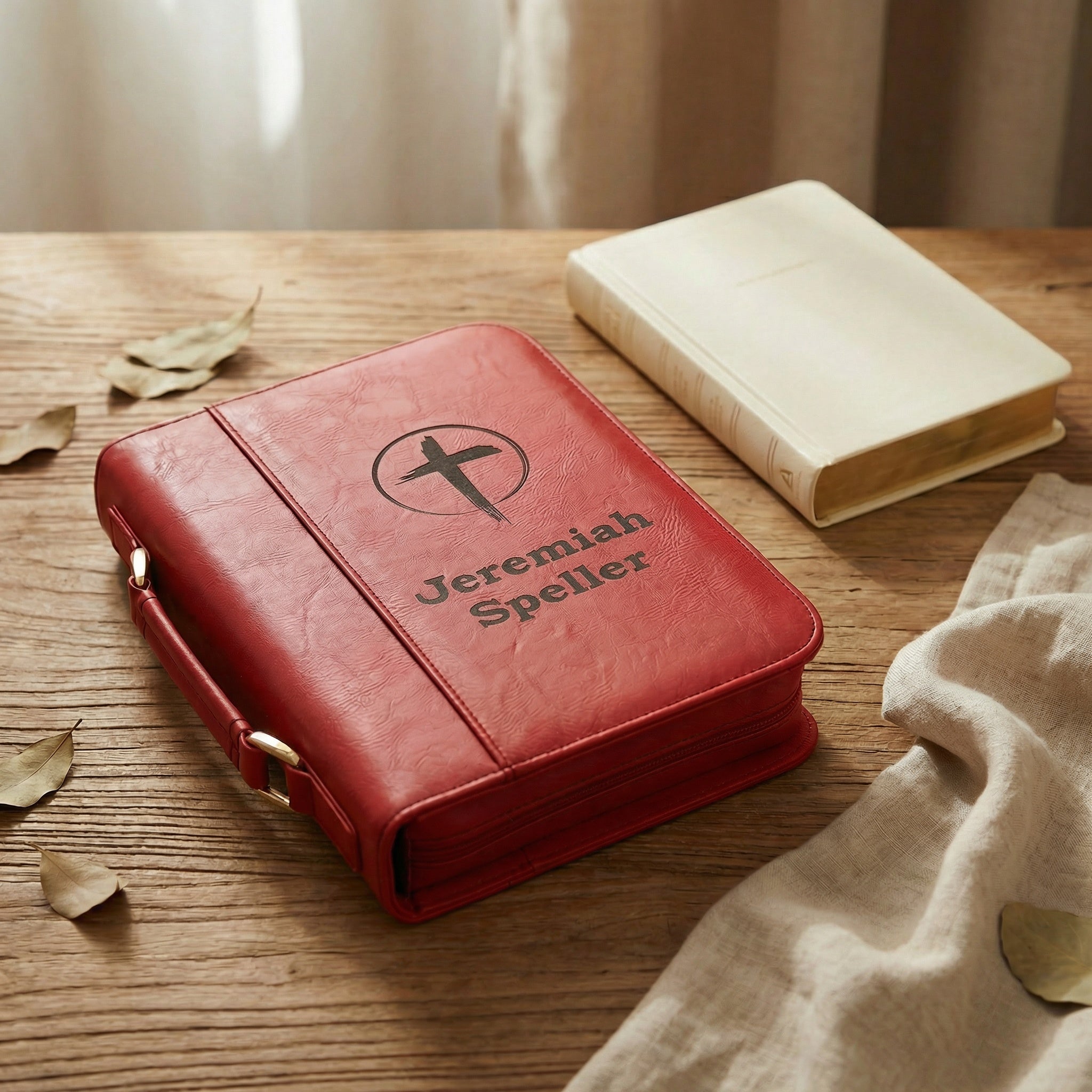 Personalized Cross Bible Cover with Name | Custom Leather Bible Case | Christian Gift for Men & Women