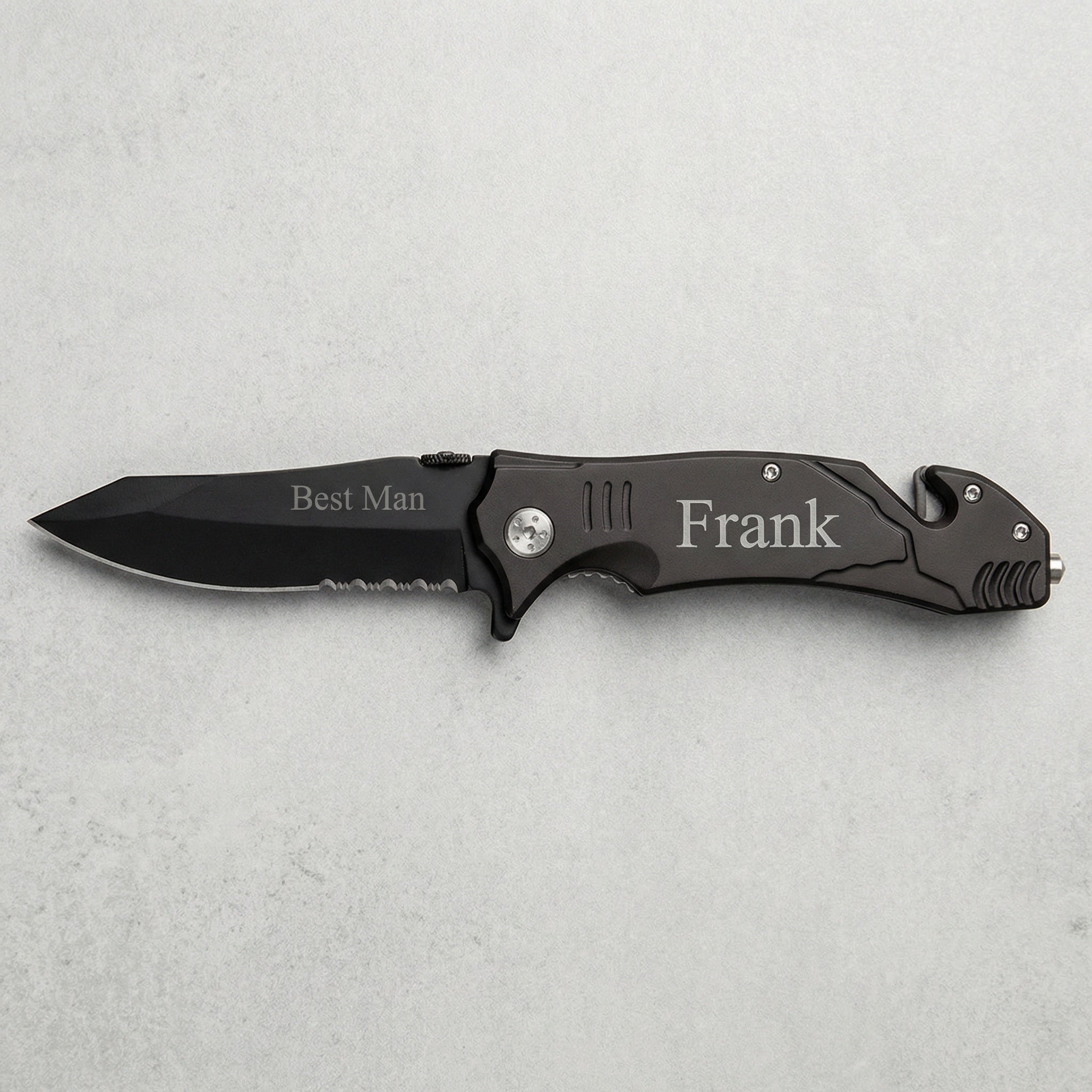 Personalized Rescue Knife | Custom Engraved Pocket Knife | Emergency Tool Gift