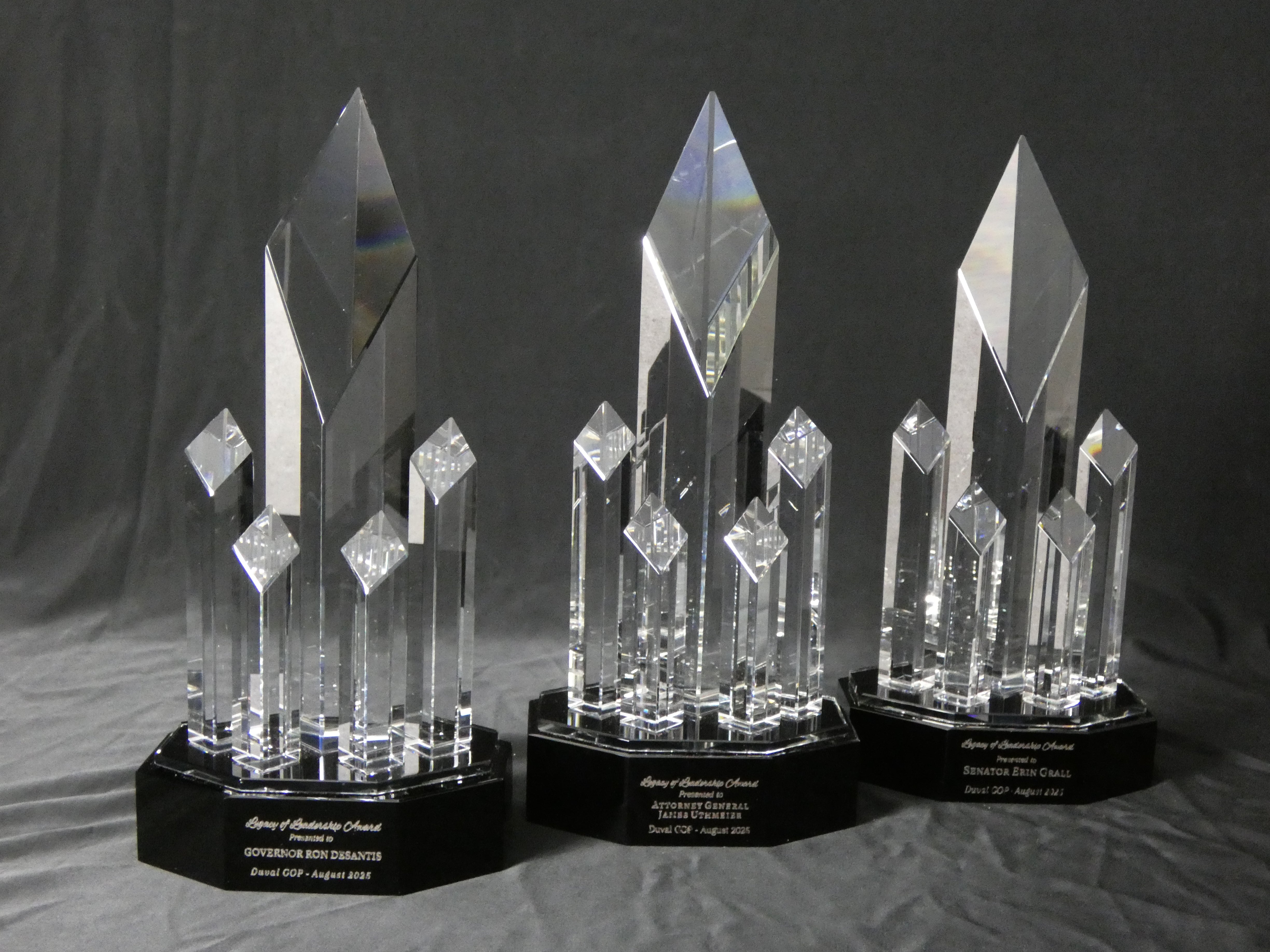 Crystal 5 Rising Diamonds on Black Pedestal Base