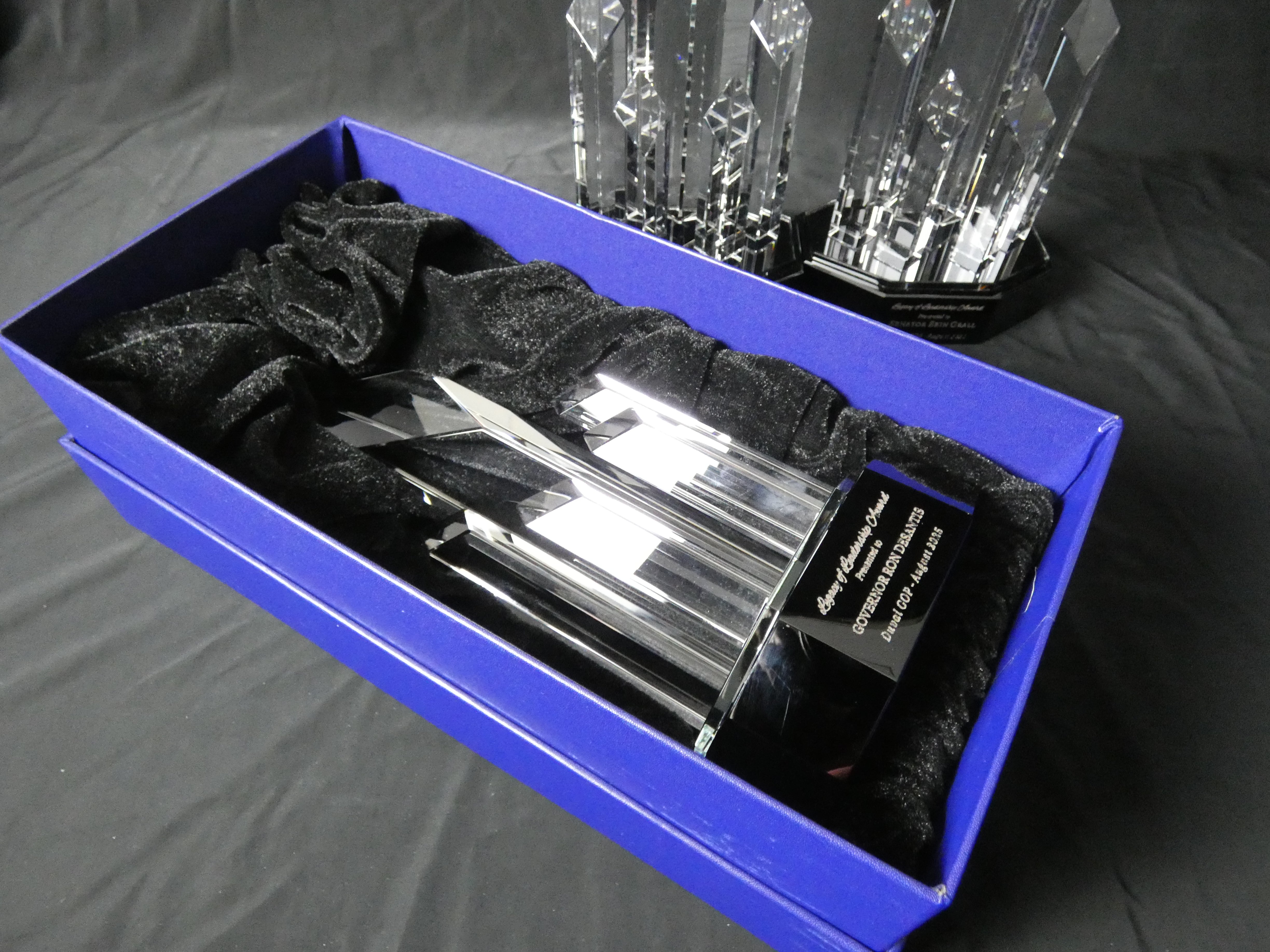 Crystal 5 Rising Diamonds on Black Pedestal Base