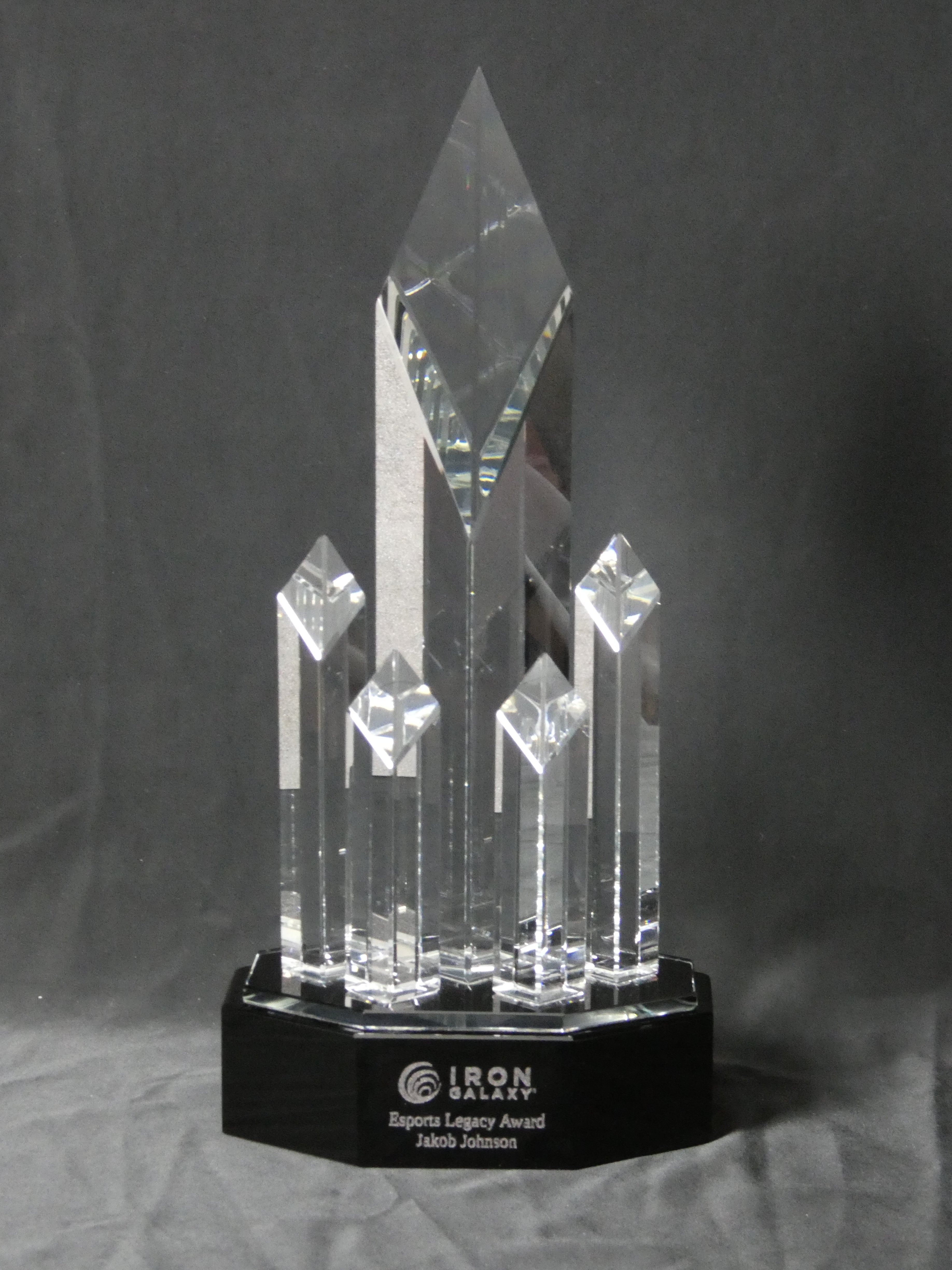 Crystal 5 Rising Diamonds on Black Pedestal Base