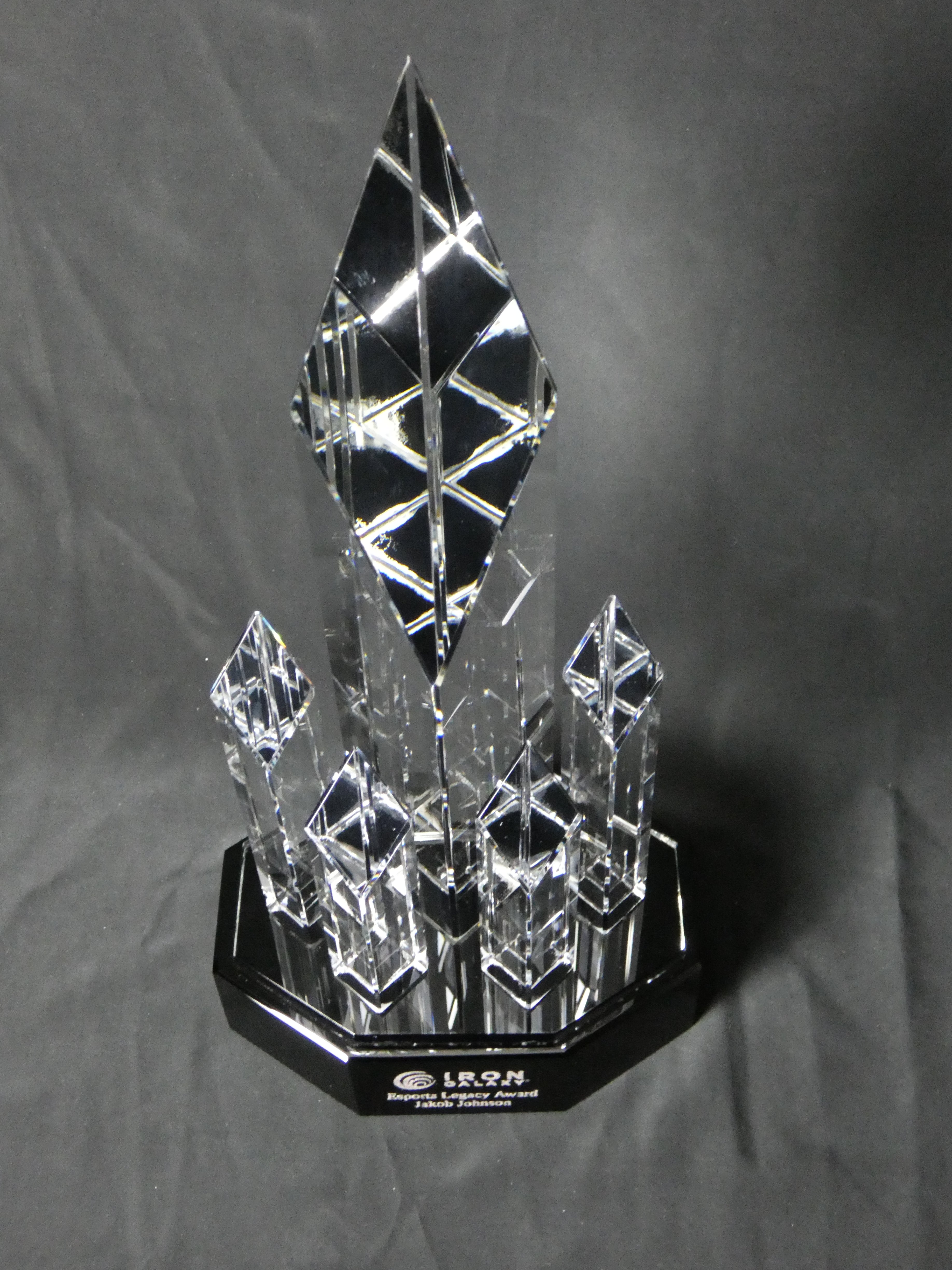 Crystal 5 Rising Diamonds on Black Pedestal Base