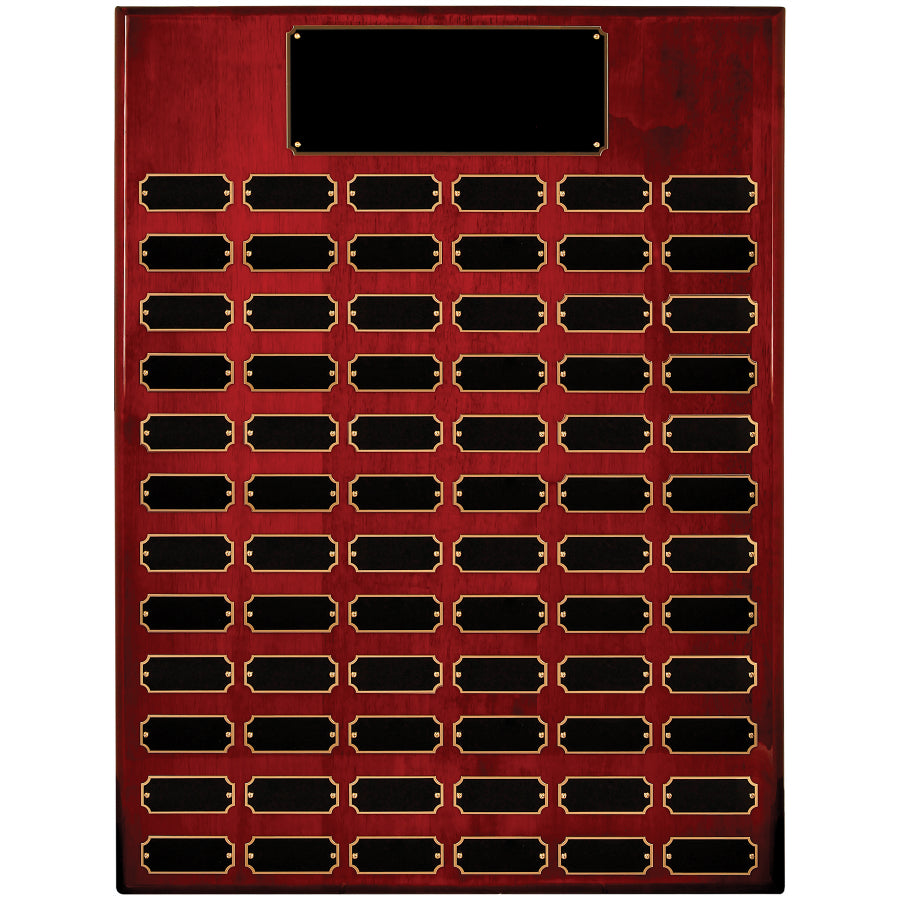 72-Plate Rosewood Perpetual Plaque | Custom Recognition & Award Plaque