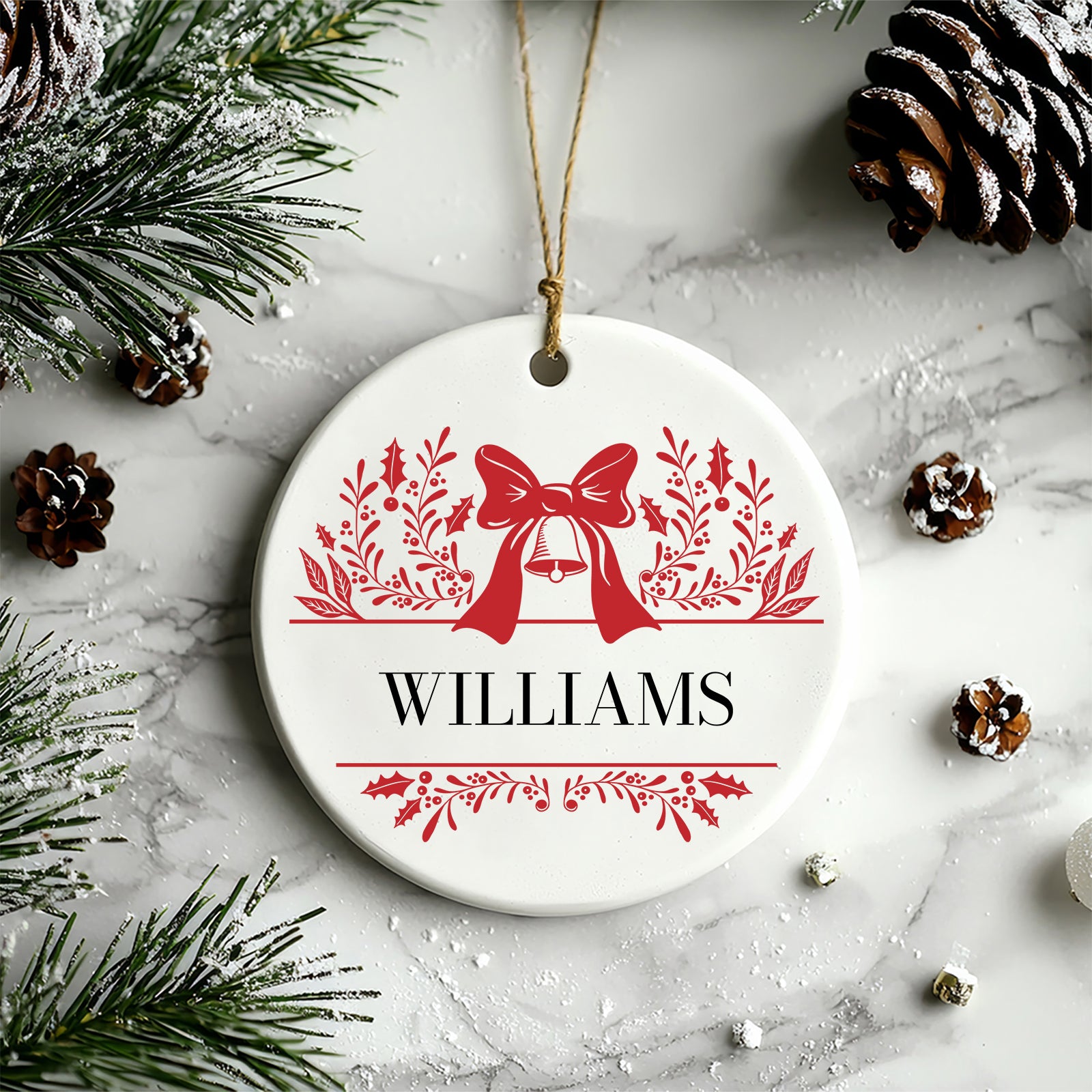 Red Bow Family Ornament | Personalized Christmas Ornament