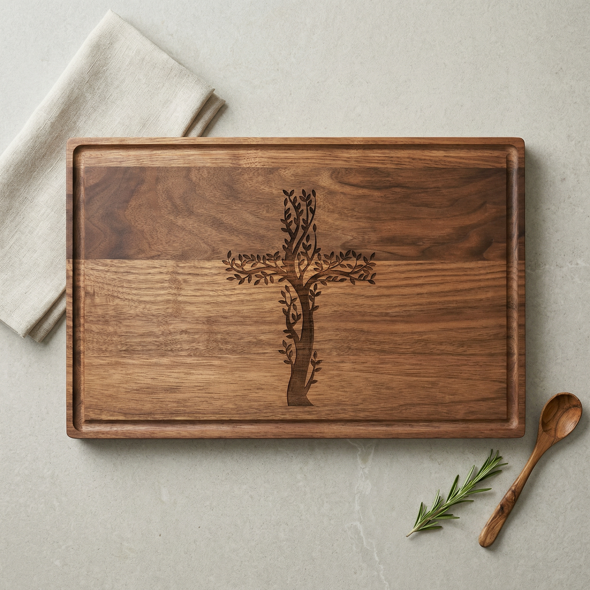 CROSS クロス 木製ロゴプレート Personalized Floral Cross Cutting Board | Custom Christian